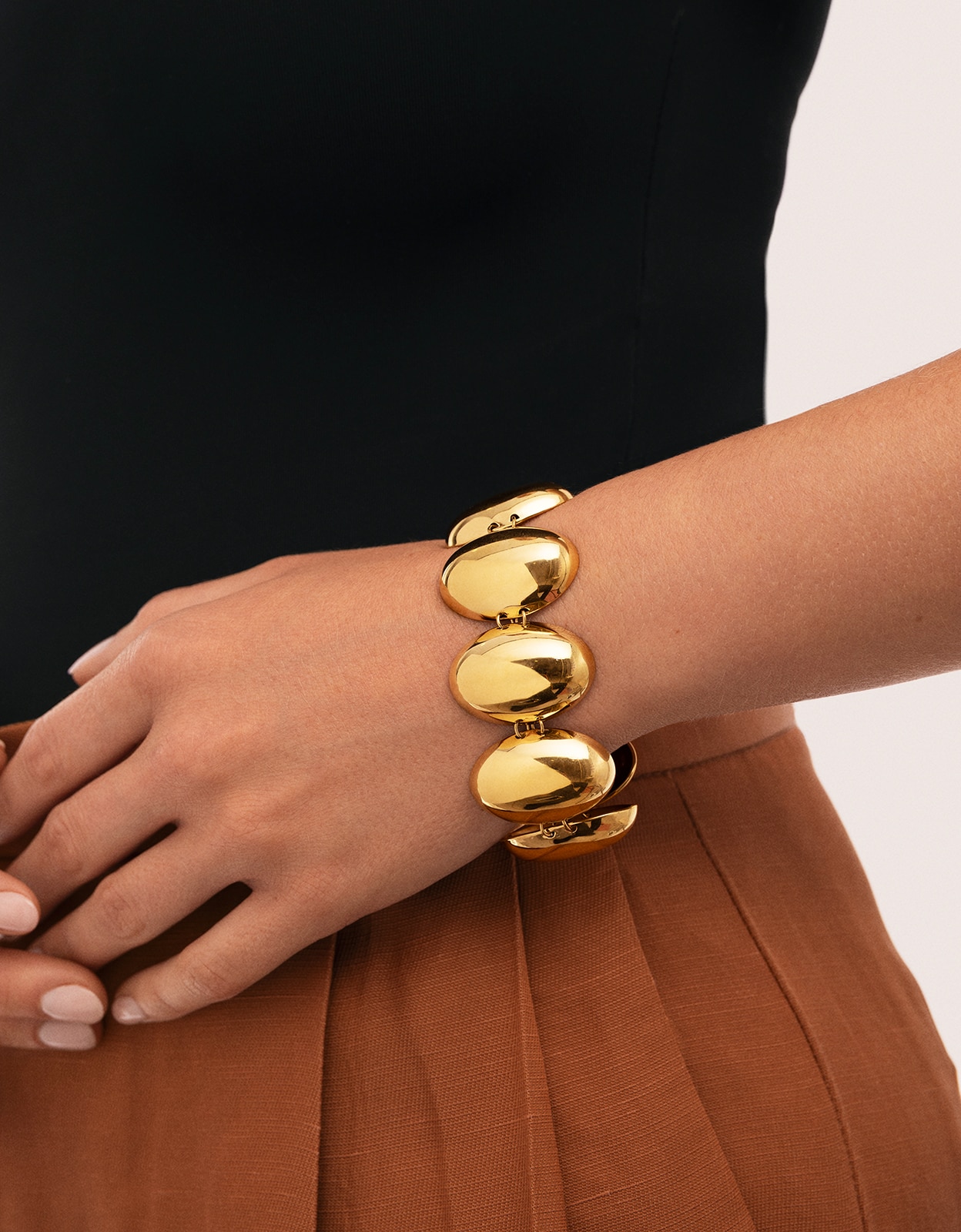 Pulseira de Elos Oceya de Aço Banhado a Ouro Dourado-3