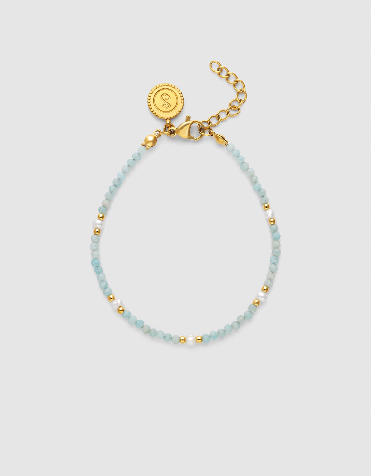 Pulseira de Corrente Azulada de Aço Banhado a Ouro Azul-1