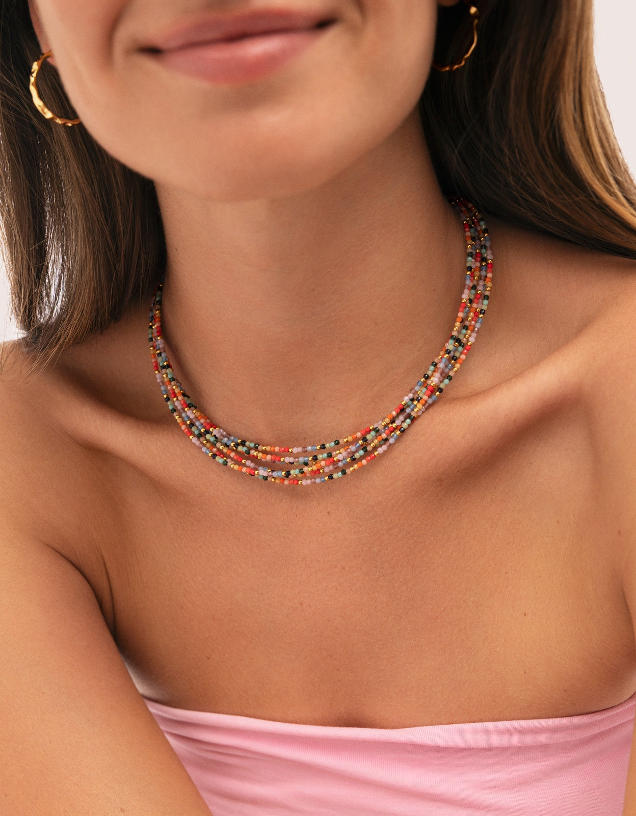 Colar Mawi Colors de Aço Banhado a Ouro Multicolor-3