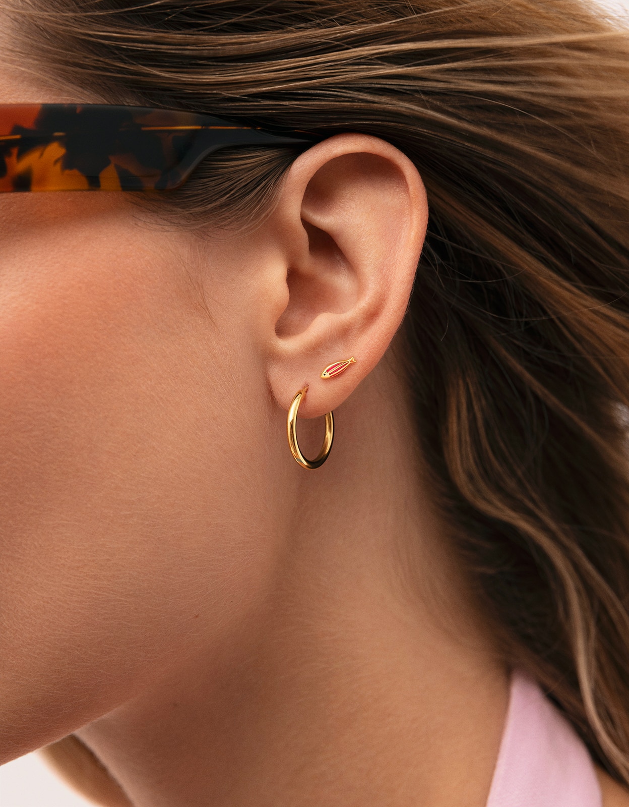 Piercing Salina de Liga de Metais Banhado a Ouro Rosa-5