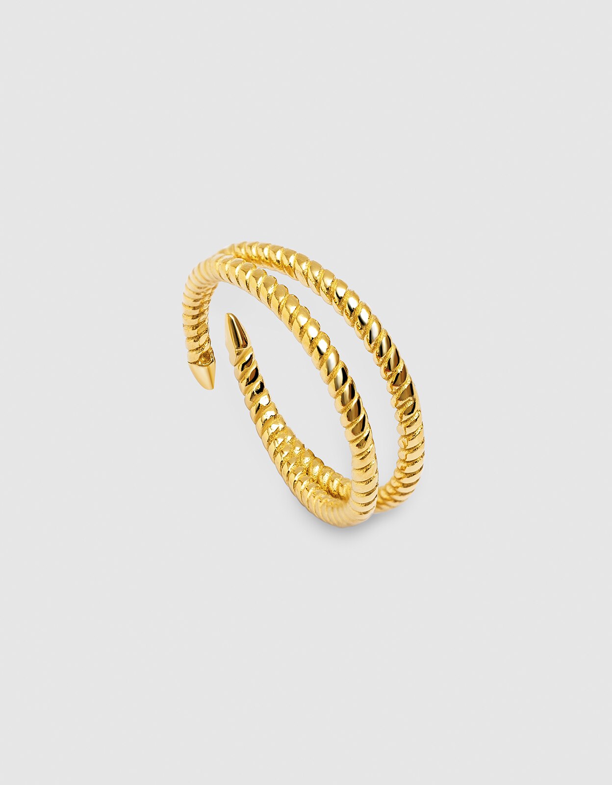 Anel Duplo Twist de Liga de Metais Banhado a Ouro Dourado-3