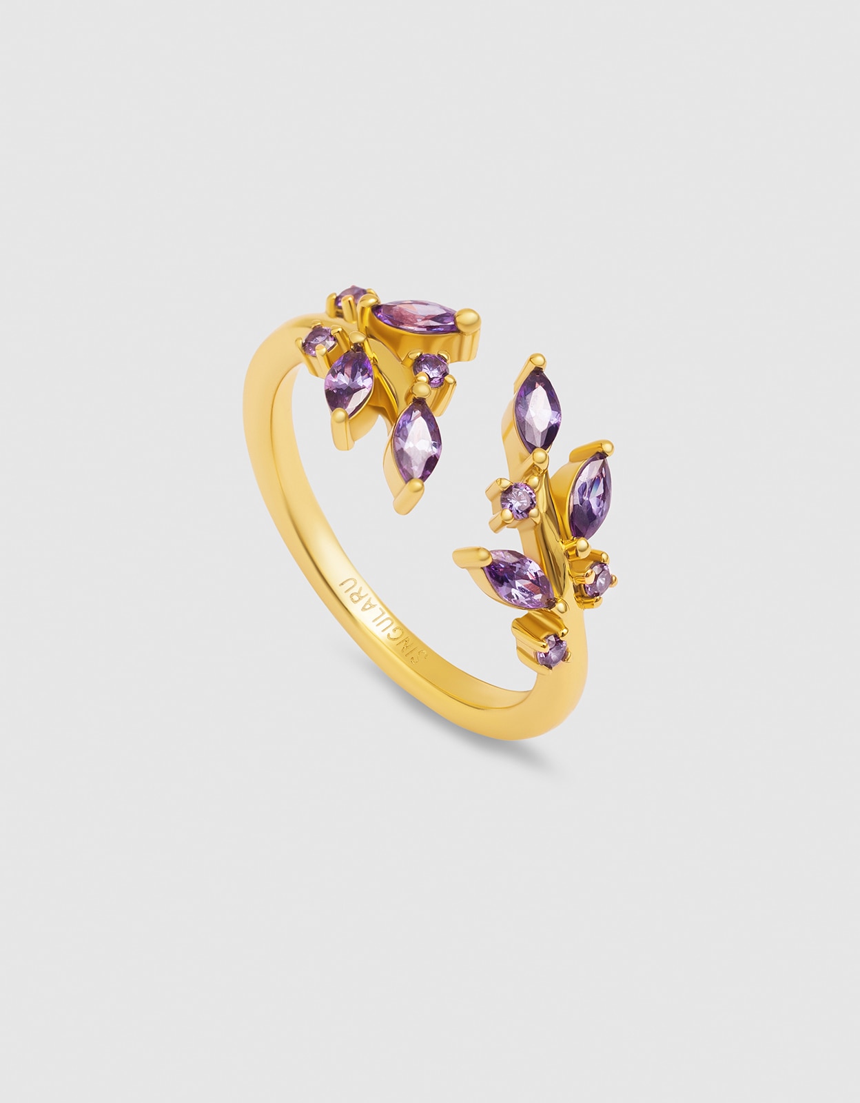 Anel Buganvília de Liga de Metais Banhado a Ouro Roxo-3