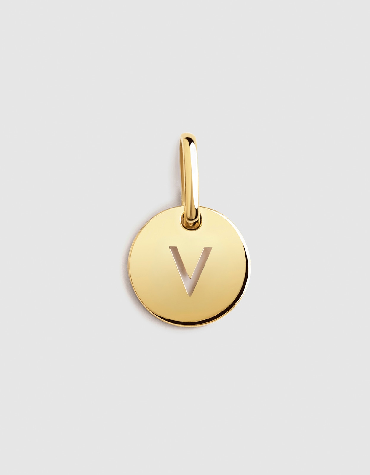 Imagem 0 de Mini Medallion Letter de Aço Banhado a Ouro - V