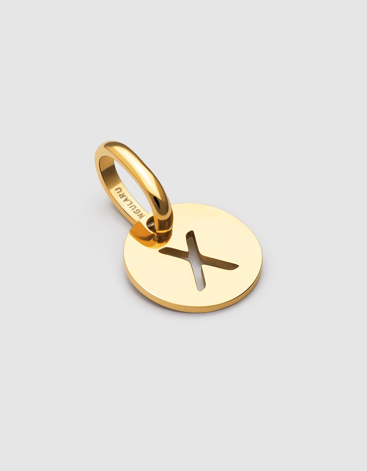 Mini Medallion Letter de Aço Banhado a Ouro - X Dourado-3