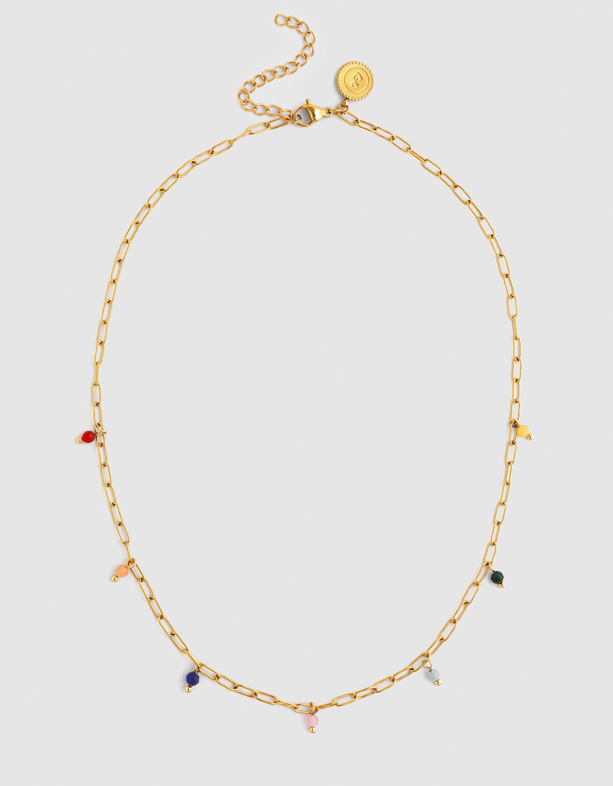 Colar Chic Dancing Stones de Aço Banhado a Ouro Multicolor-4