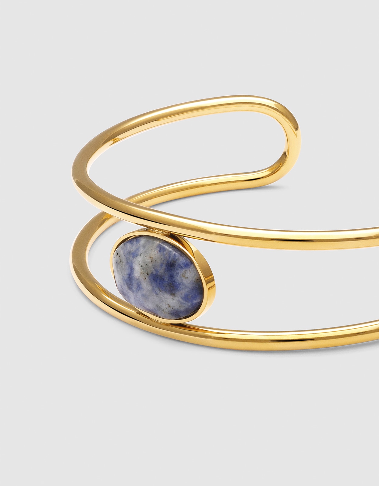 Bracelete Cianita de Aço Banhado a Ouro Azul-3