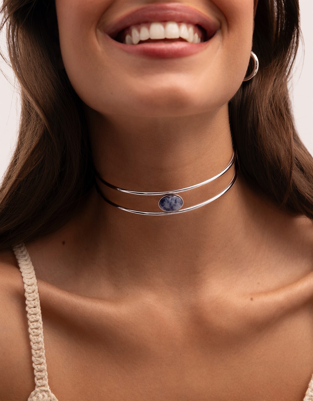 Choker Cianita de Aço Azul-2