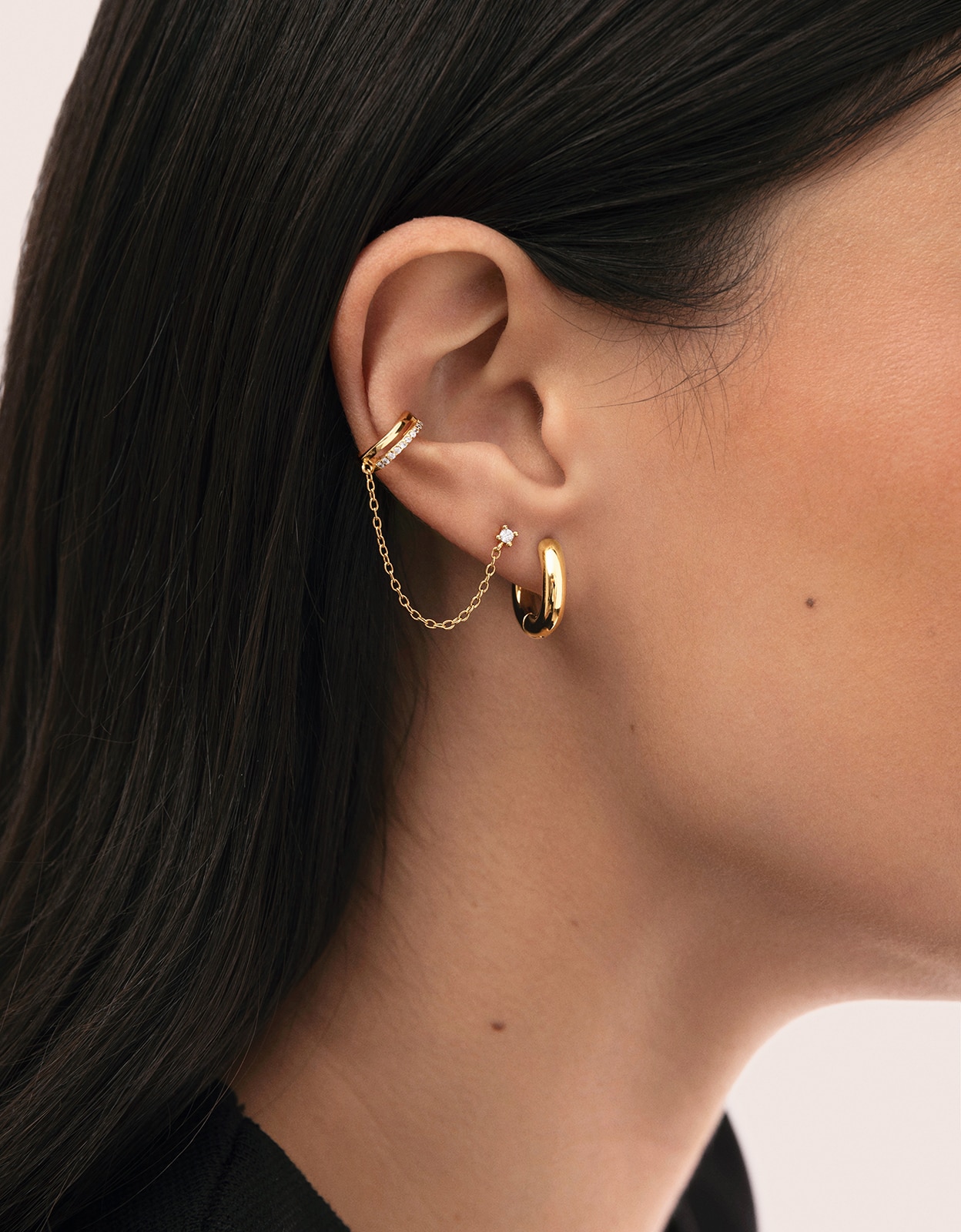 Piercing Zoe de Liga de Metais Banhado a Ouro Dourado-2
