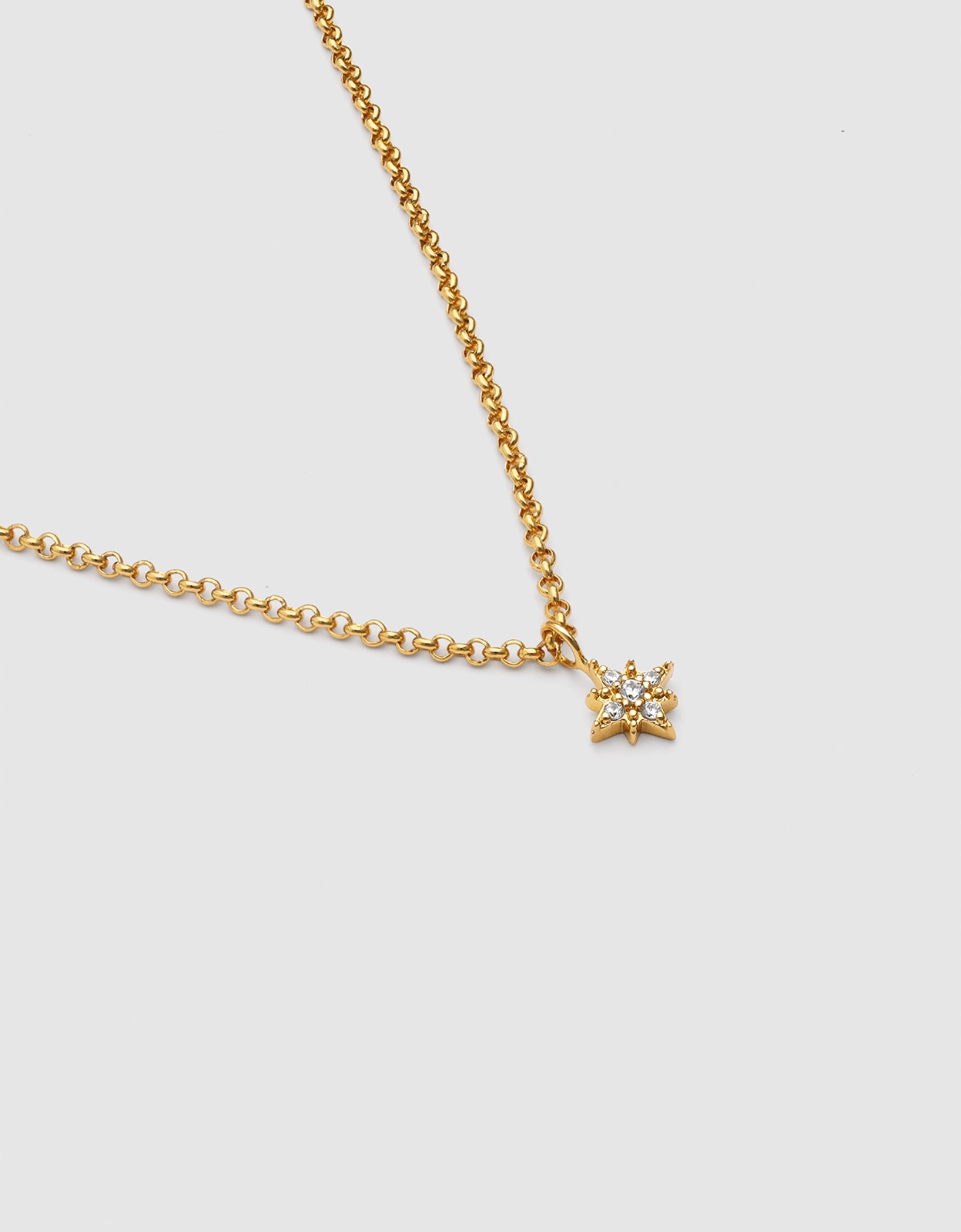 Colar Polar Star de Liga de Metais Banhado em Ouro Dourado-3