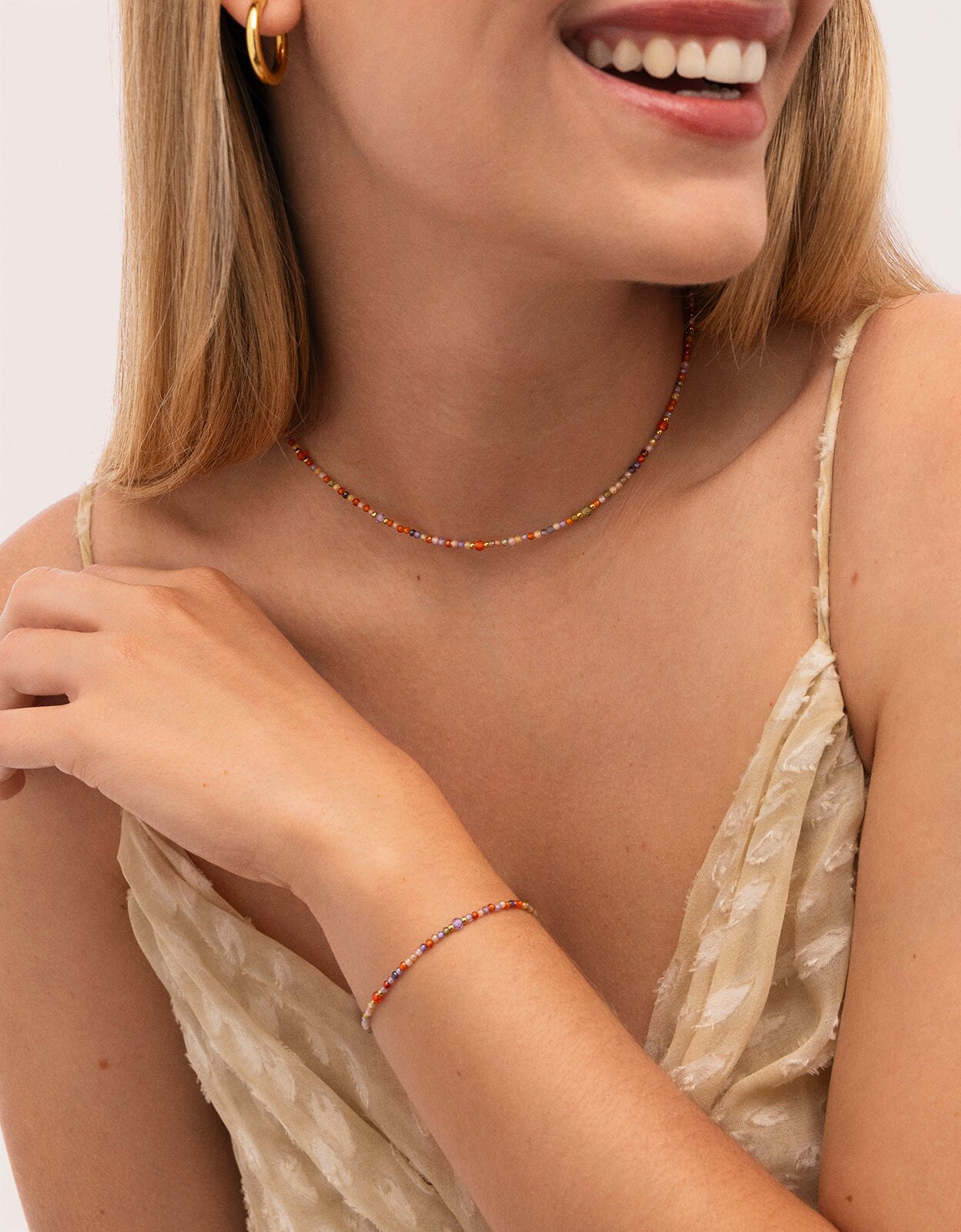 Pack Presente Colar e Pulseira Crystal Summer de Aço com Banho de Ouro Multicolor-2