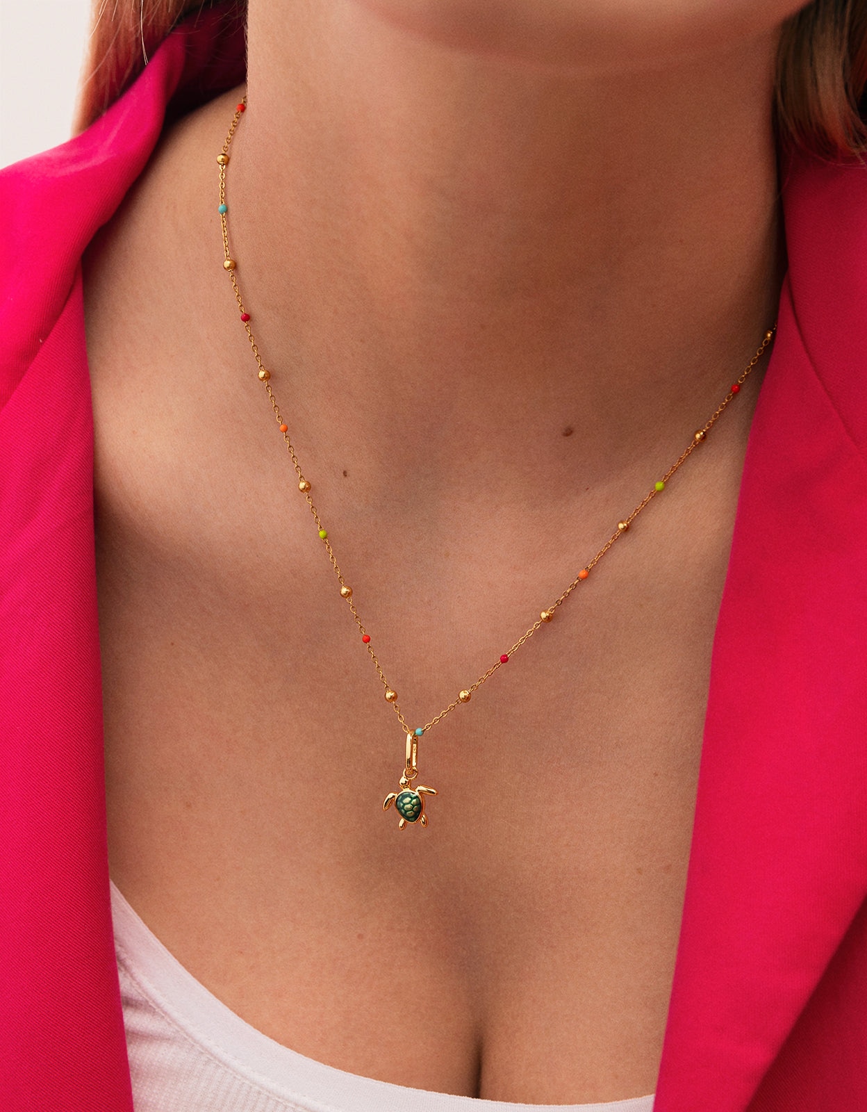 Pack Presente Colar Dots L Colors e Charm Tartaruga Banho Ouro Multicolor-2