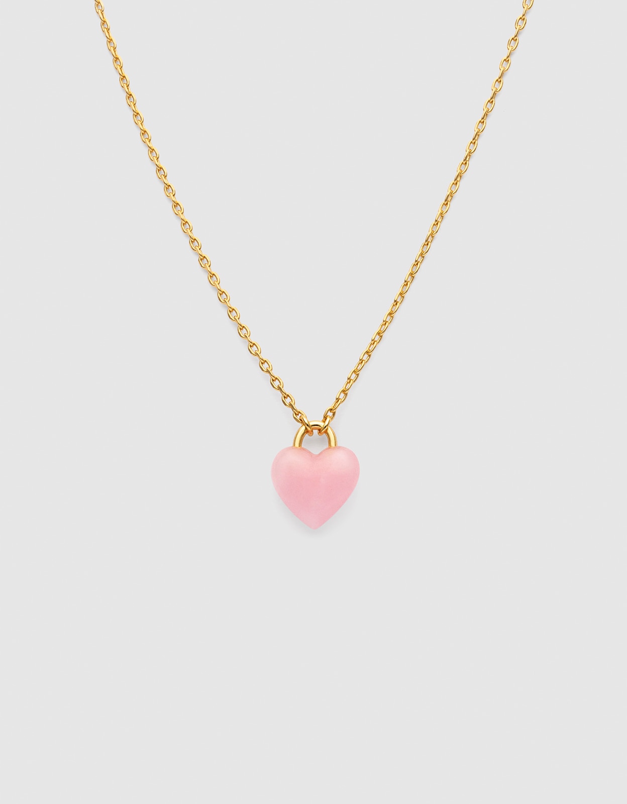 Colar Sweet Heart Pink Stone de Liga de Metais Banhado a Ouro Rosa-1