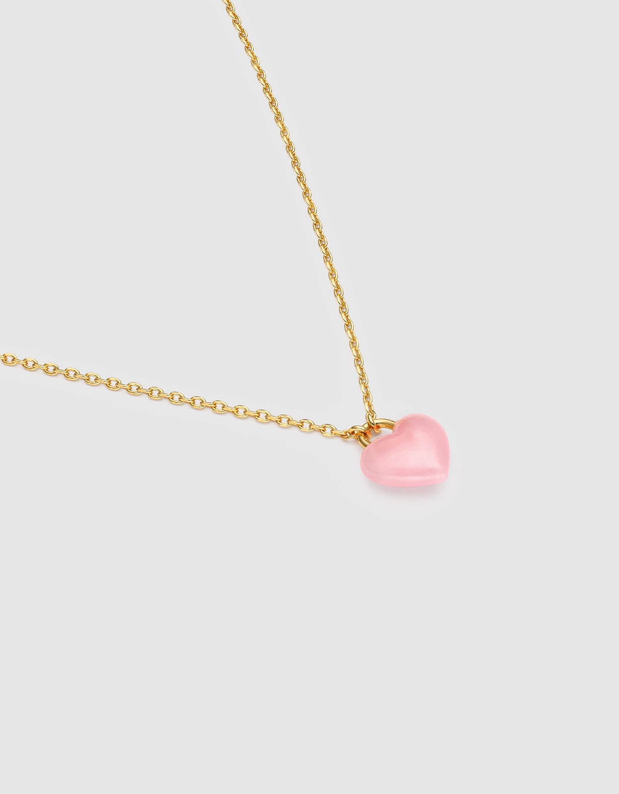 Colar Sweet Heart Pink Stone de Liga de Metais Banhado a Ouro Rosa-3