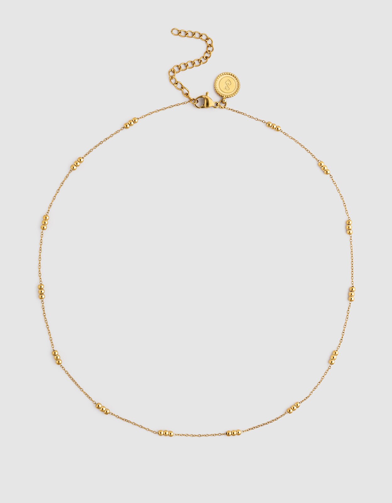 Colar Triplo Dots de Aço Banhado a Ouro Dourado-4
