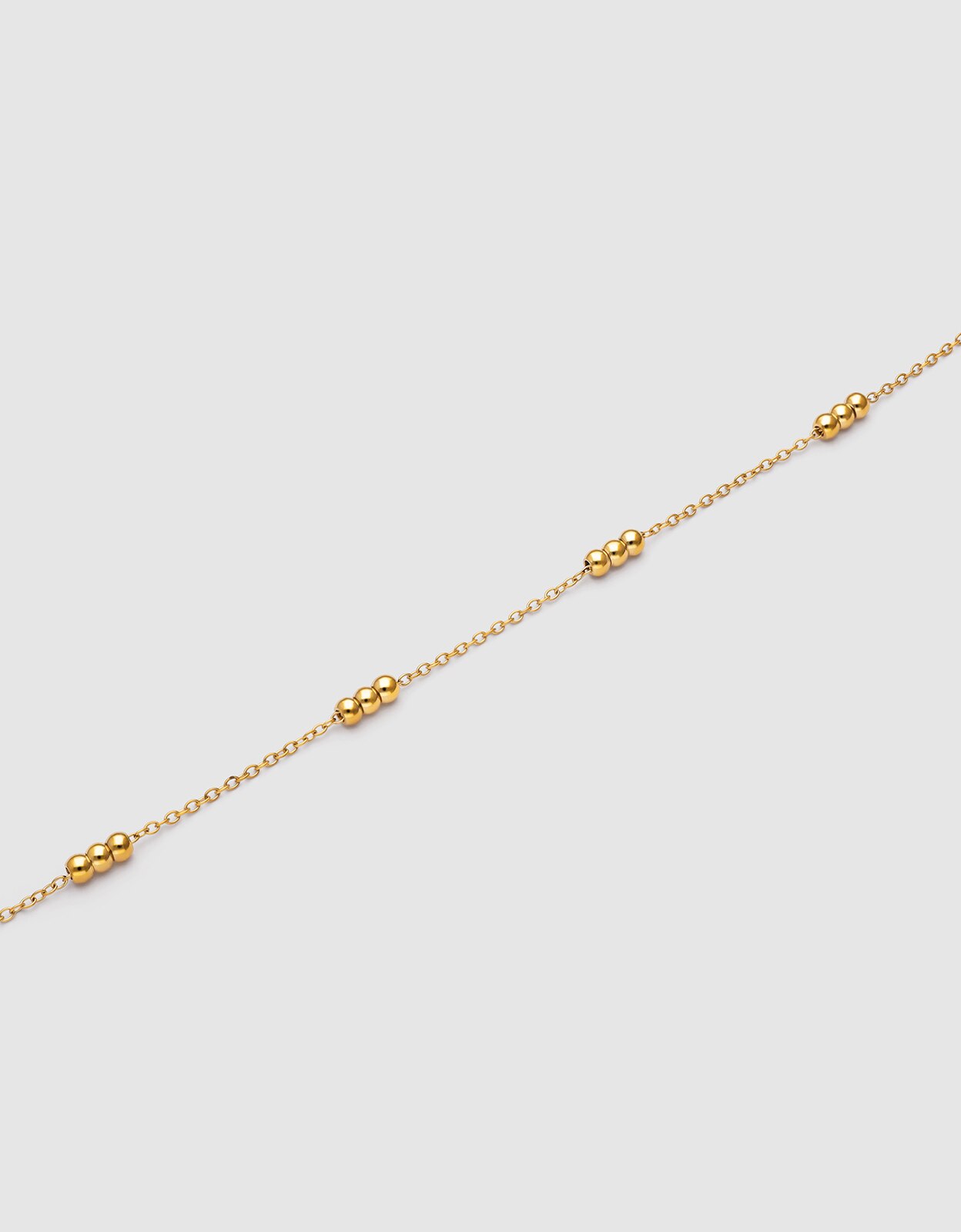 Pulseira de Corrente Tripla Dots de Aço Banhado a Ouro Dourado-3