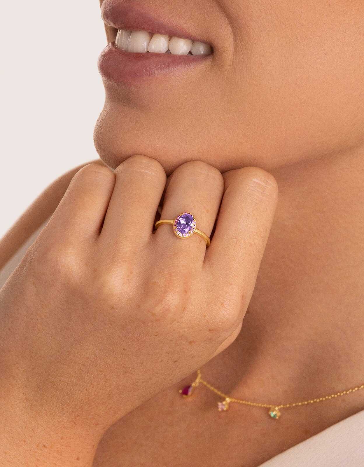 Anel Grape Colors de Liga de Metais Banhado em Ouro Multicolor-2