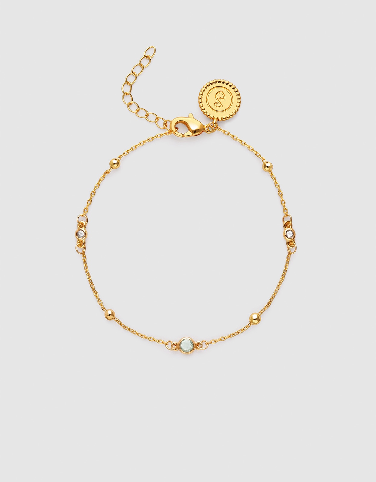 Imagem 0 de Pulseira de Corrente Birthstone de Liga de Metais Banhada a Ouro - Março