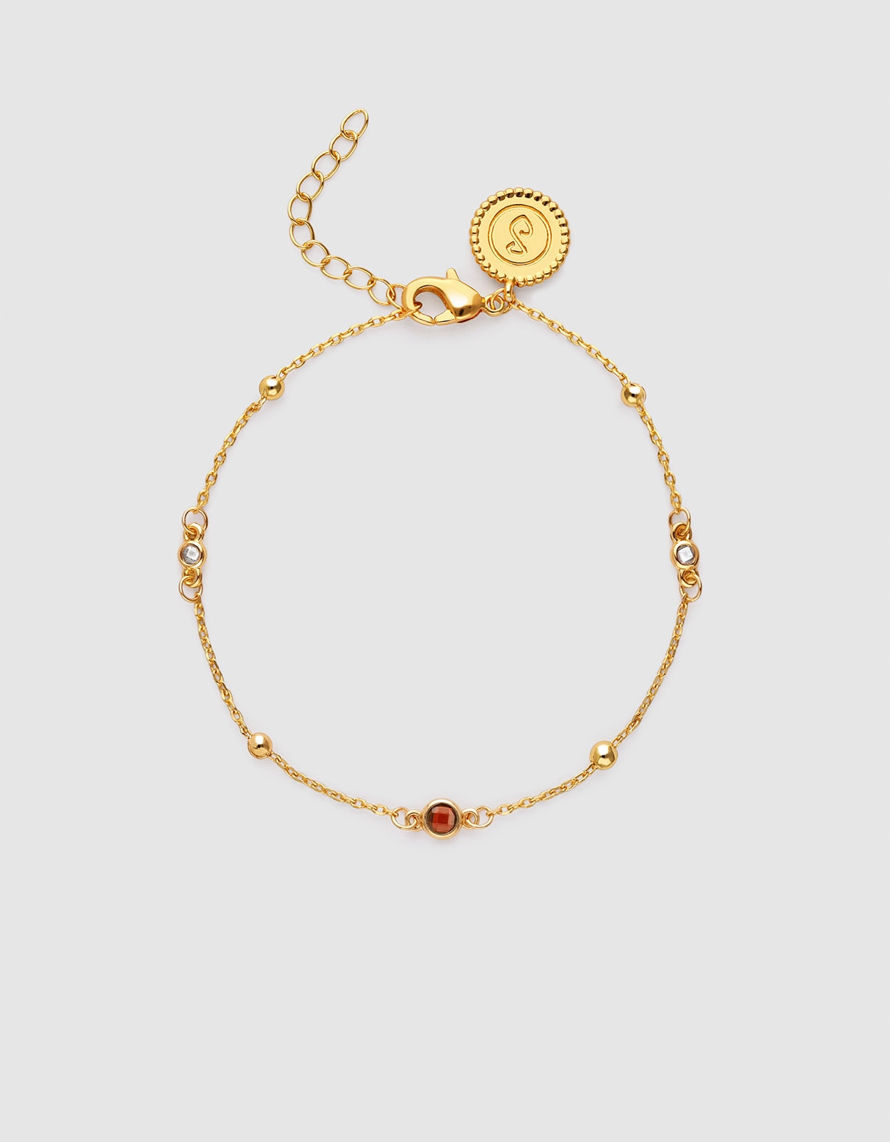 Imagem 0 de Pulseira de Corrente Birthstone de Liga de Metais Banhada a Ouro - Julho