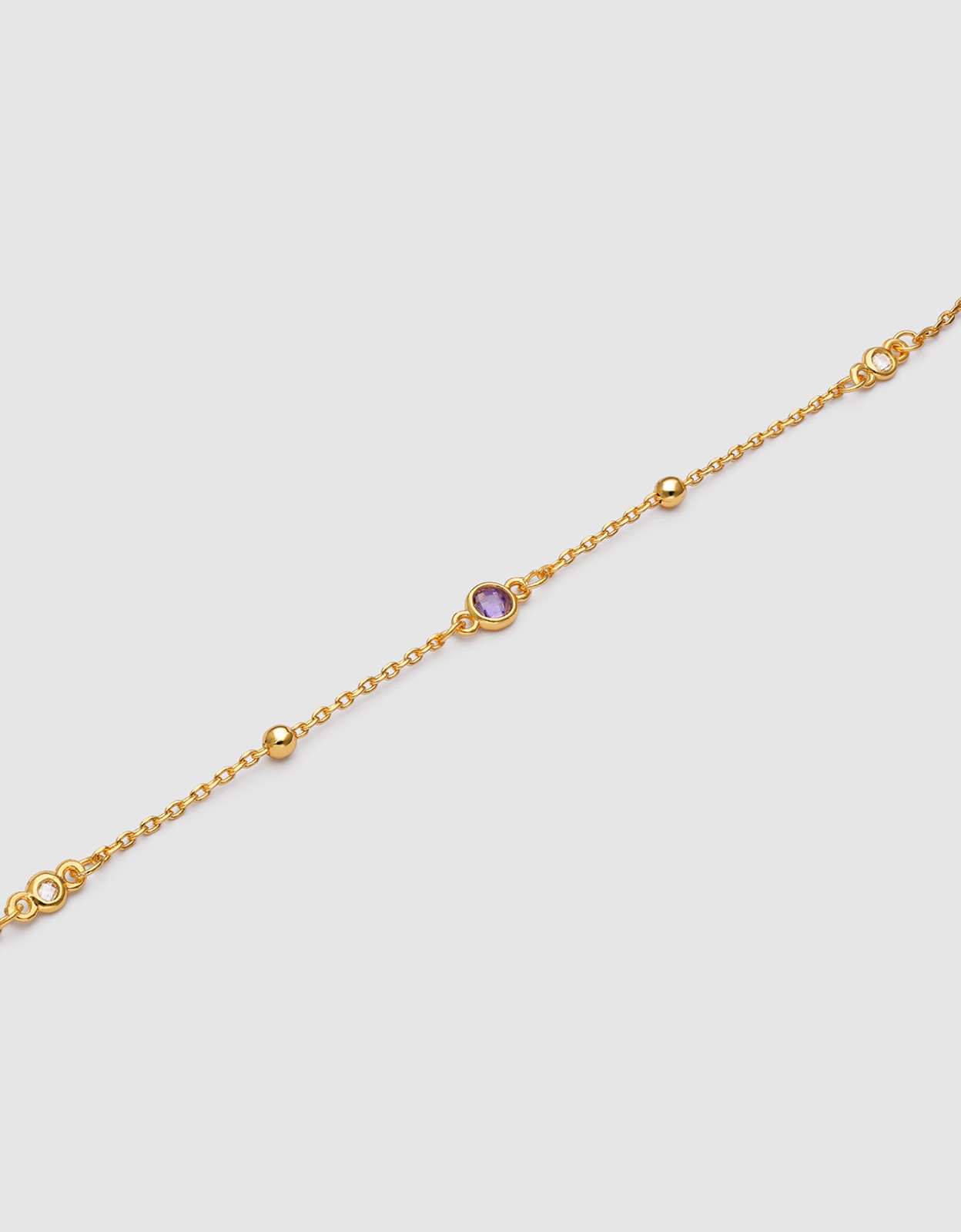 Pulseira de Corrente Birthstone de Liga de Metais Banhado em Ouro - Setembro Dourado-3