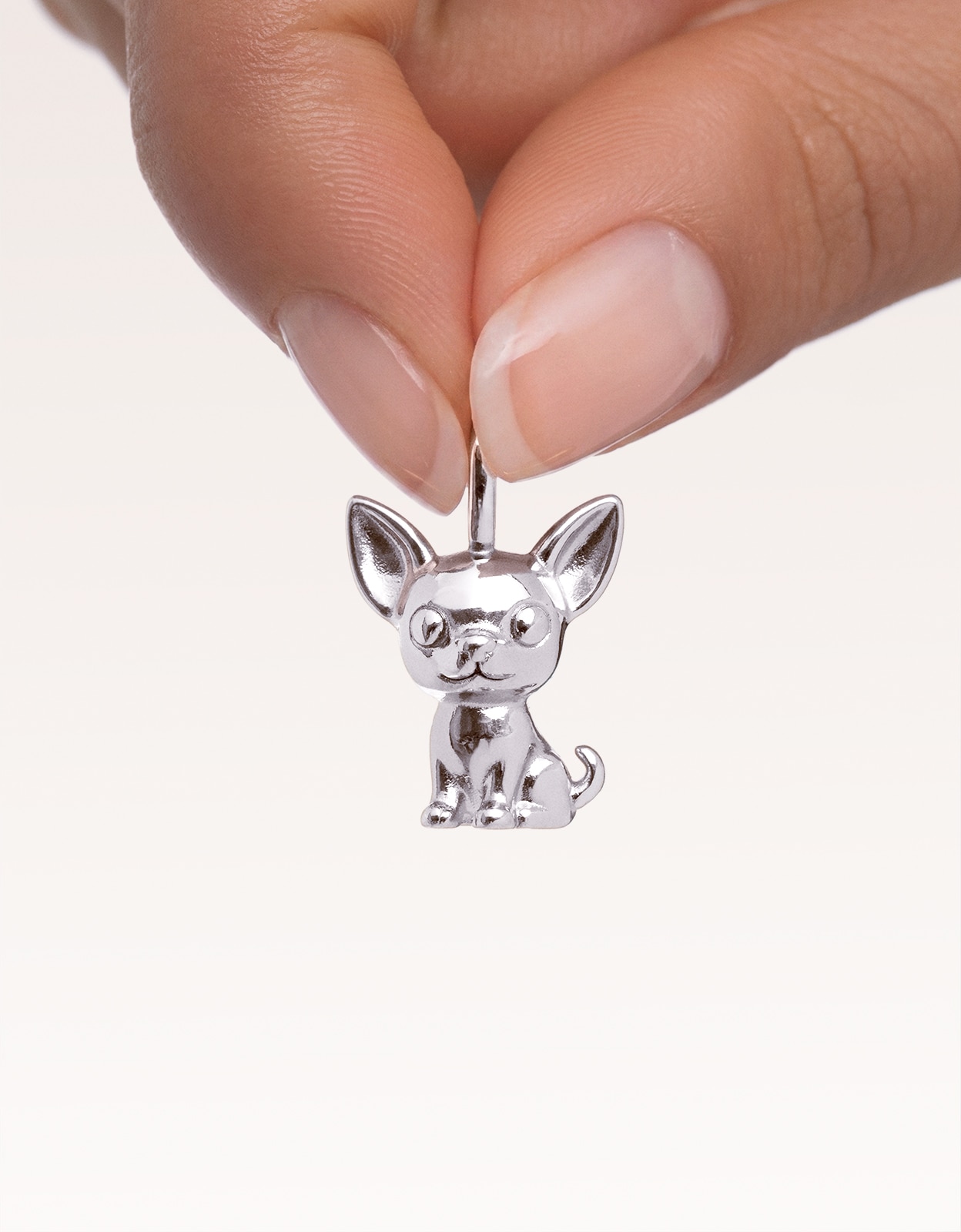 Charm Chihuahua de Liga de Metais Banhado em Ródio Prateado-5