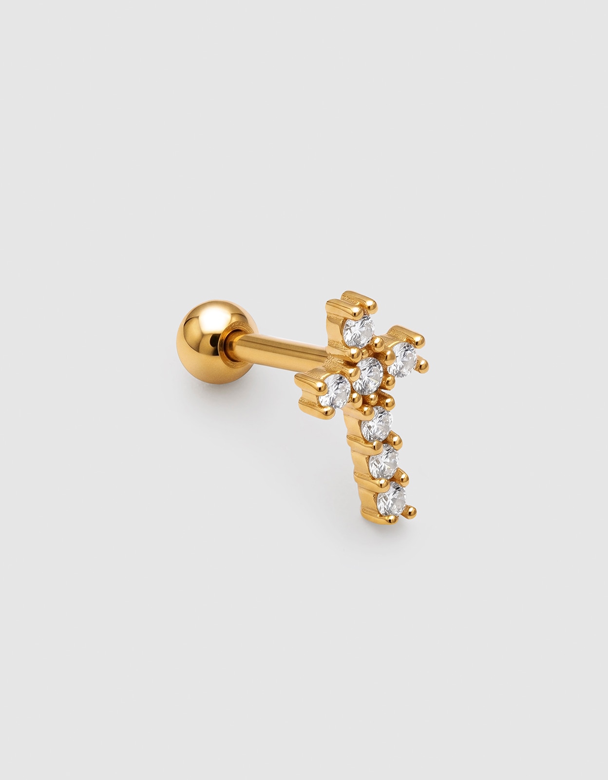 Piercing Cruz Spark de Aço Banhado a Ouro Dourado-3