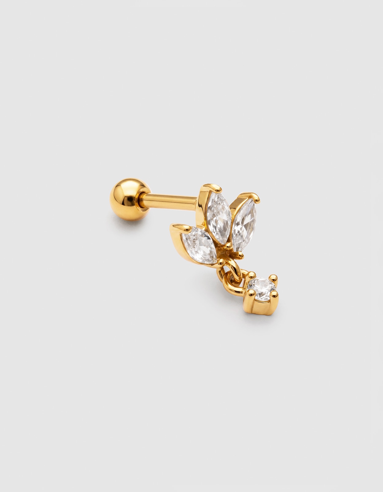 Piercing Loto Spark de Aço Banhado a Ouro Dourado-3