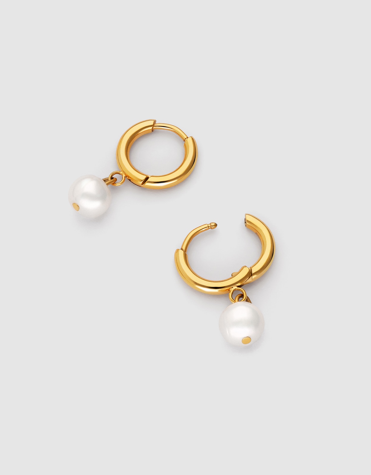 Brincos Argola Pearl de Aço Banhado a Ouro Branco-3