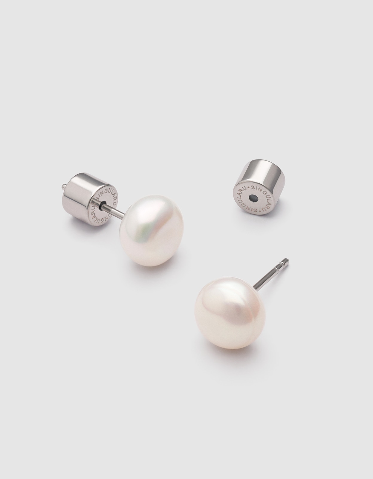 Brincos Single Pearl de Aço Prateado-3
