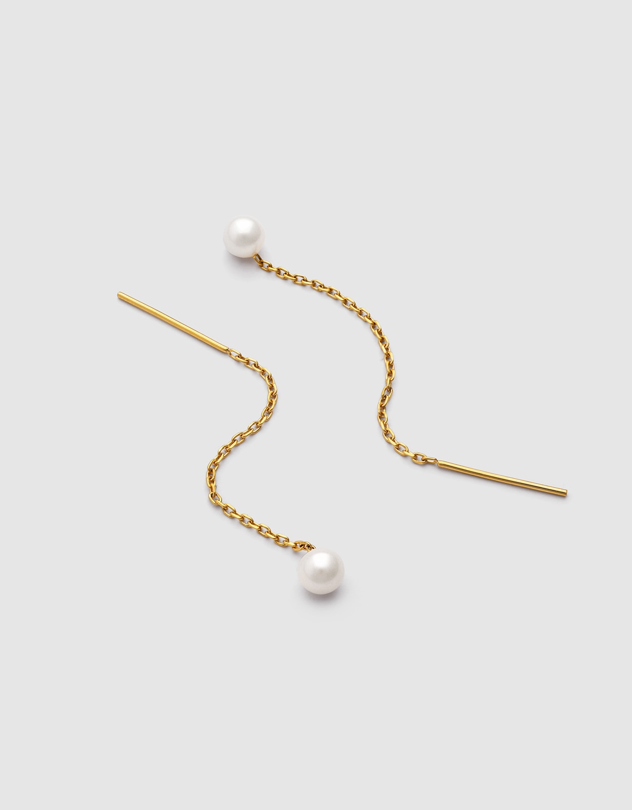 Brincos Falling Pearl de Aço Banhado a Ouro Branco-3