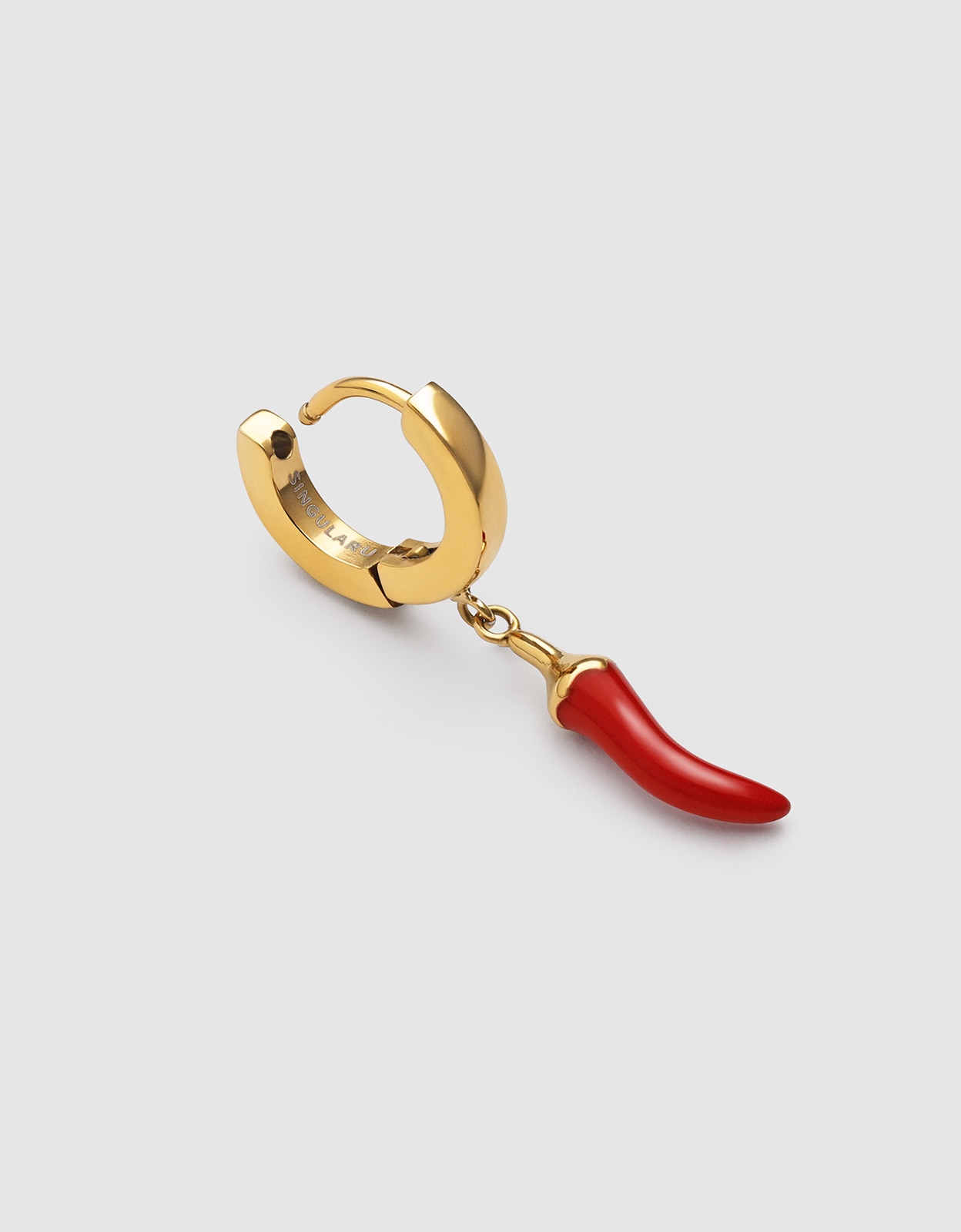 Piercing Argola Chili Enamel de Aço Banhado a Ouro Vermelho-3