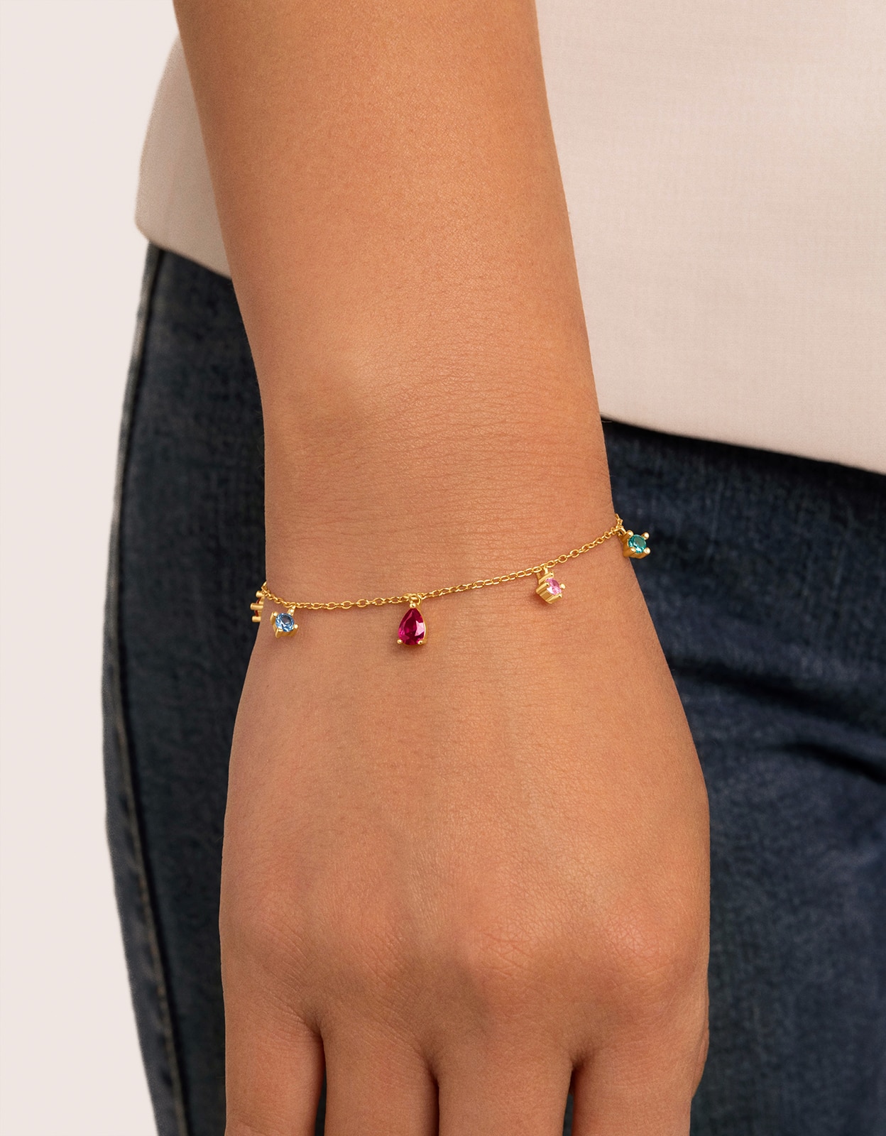 Pulseira de Cadeia Cascade Colors de Liga de Metais Banhada a Ouro Multicolor-2