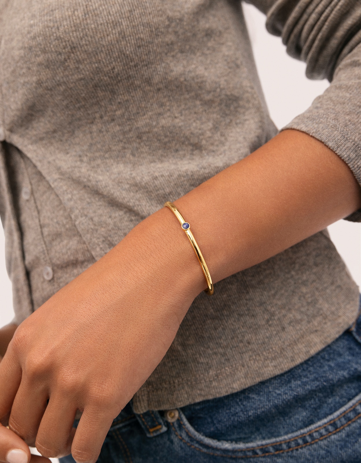 Bracelete Alma Cianita de Liga de Metais Banhado a Ouro Azul-3