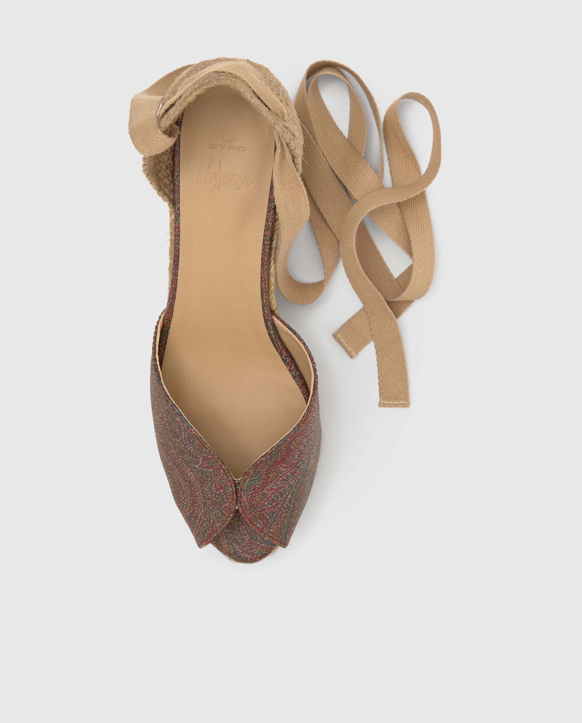 Sandálias de Cunha Bilina no Icónico Tecido Jacquard By Etro Bege-6