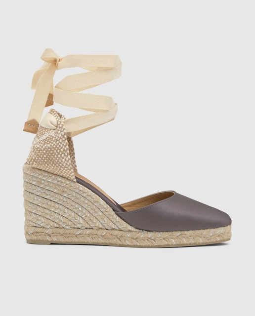 Imagem 0 de Alpercatas de Cunha Joyce em Cetim com Biqueira Afiada e Fecho de Tiras