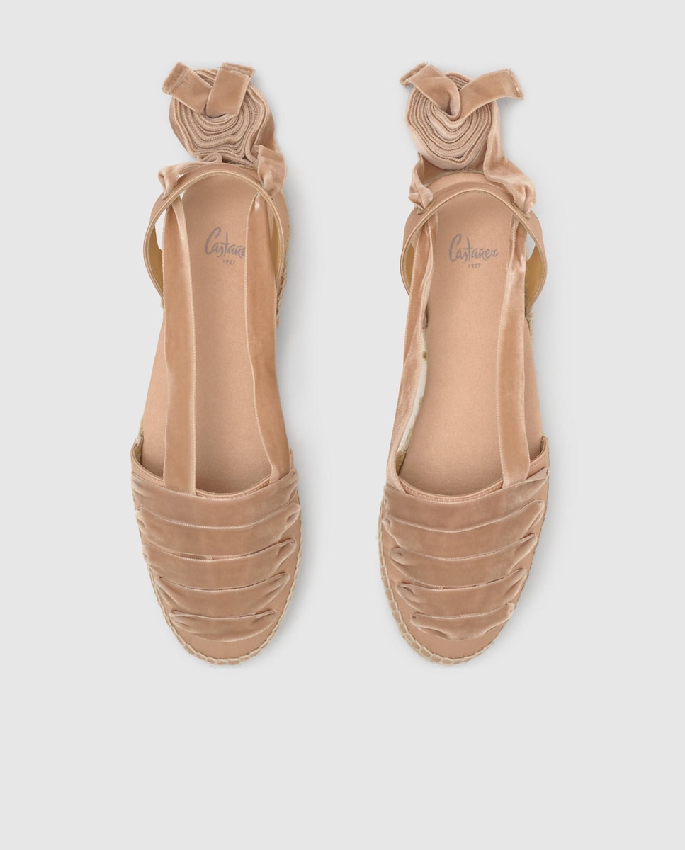 Alpercatas Embetadas Kimita em Cetim Bege/Rosa-4