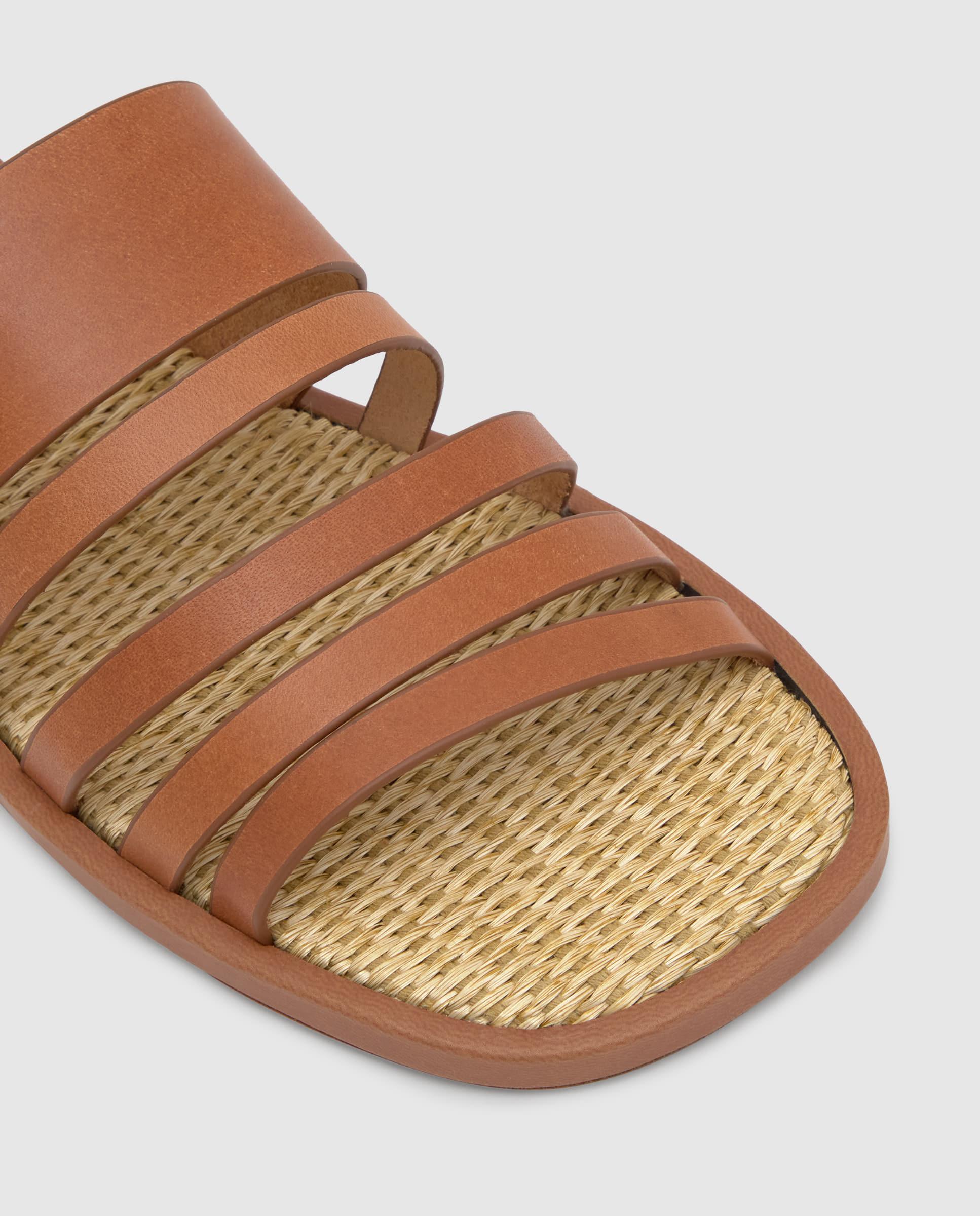 Sandálias Rasas Slip-on Paloma em Napa Castanho-5