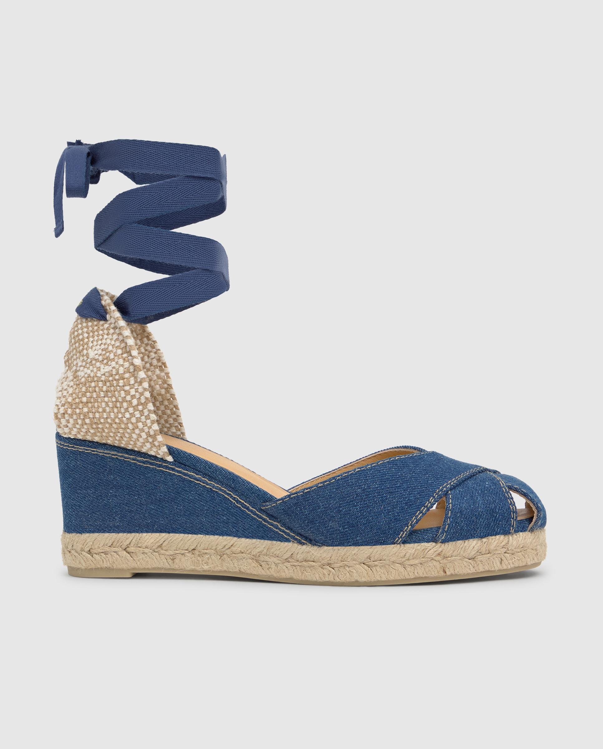 Imagem 0 de Alpercatas de Cunha Chabeli em Denim com Fecho de Tiras