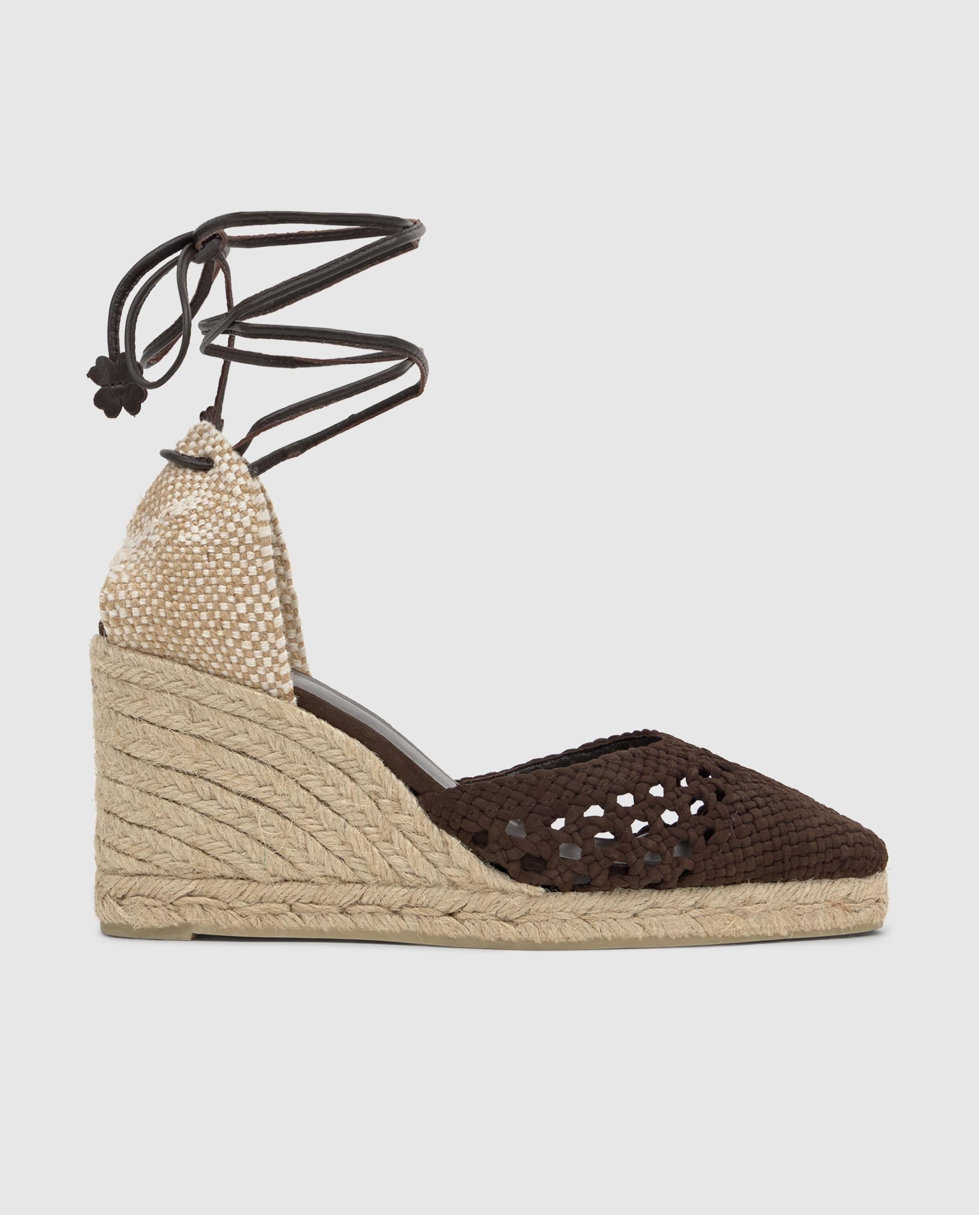 Imagem 0 de Alpercatas de Cunha Jandri em Camurça Entrançada com Fecho de Cordões