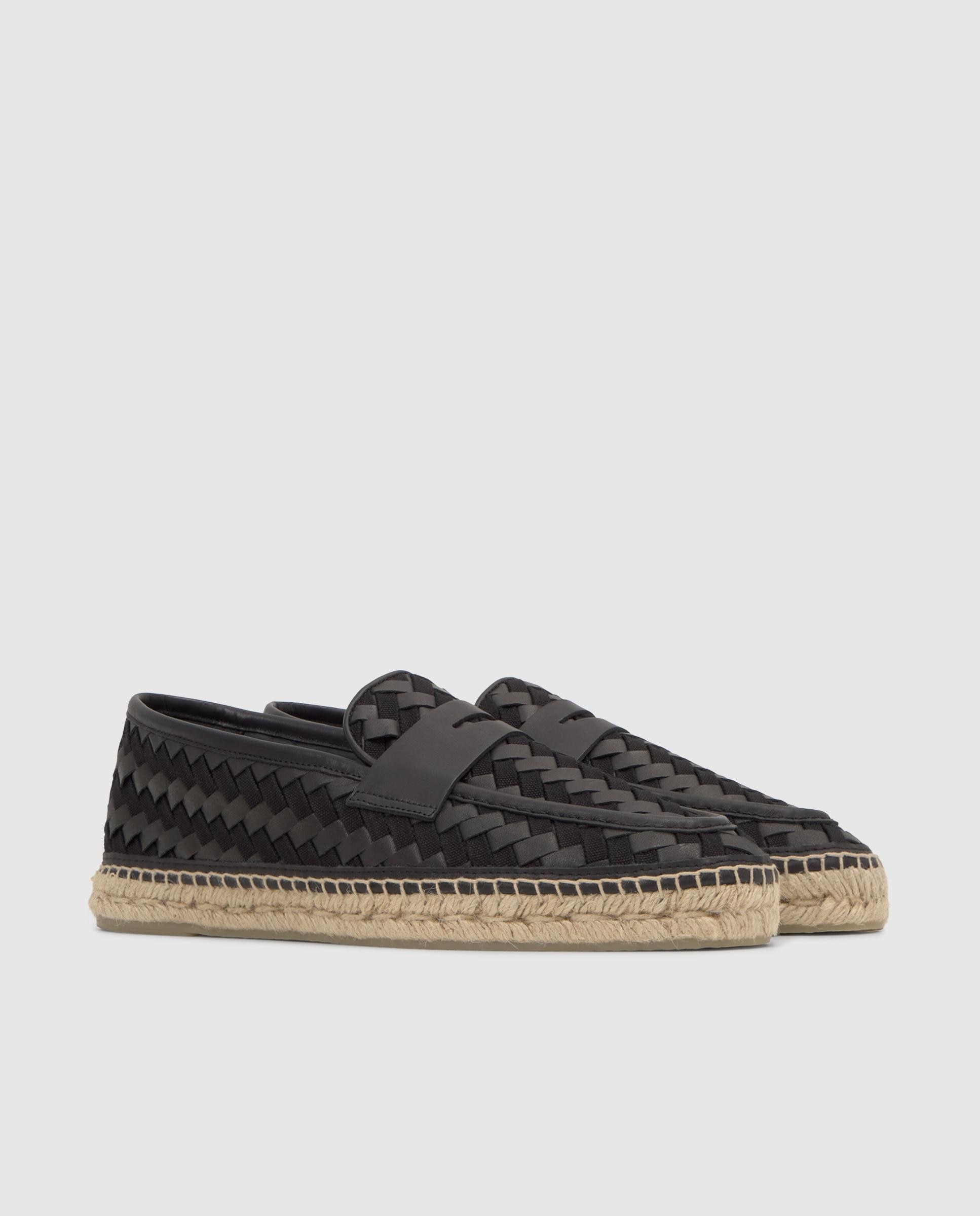 Alpercatas Noa Estilo Mocassins com Sola de Juta Cosida À Mão Preto-3