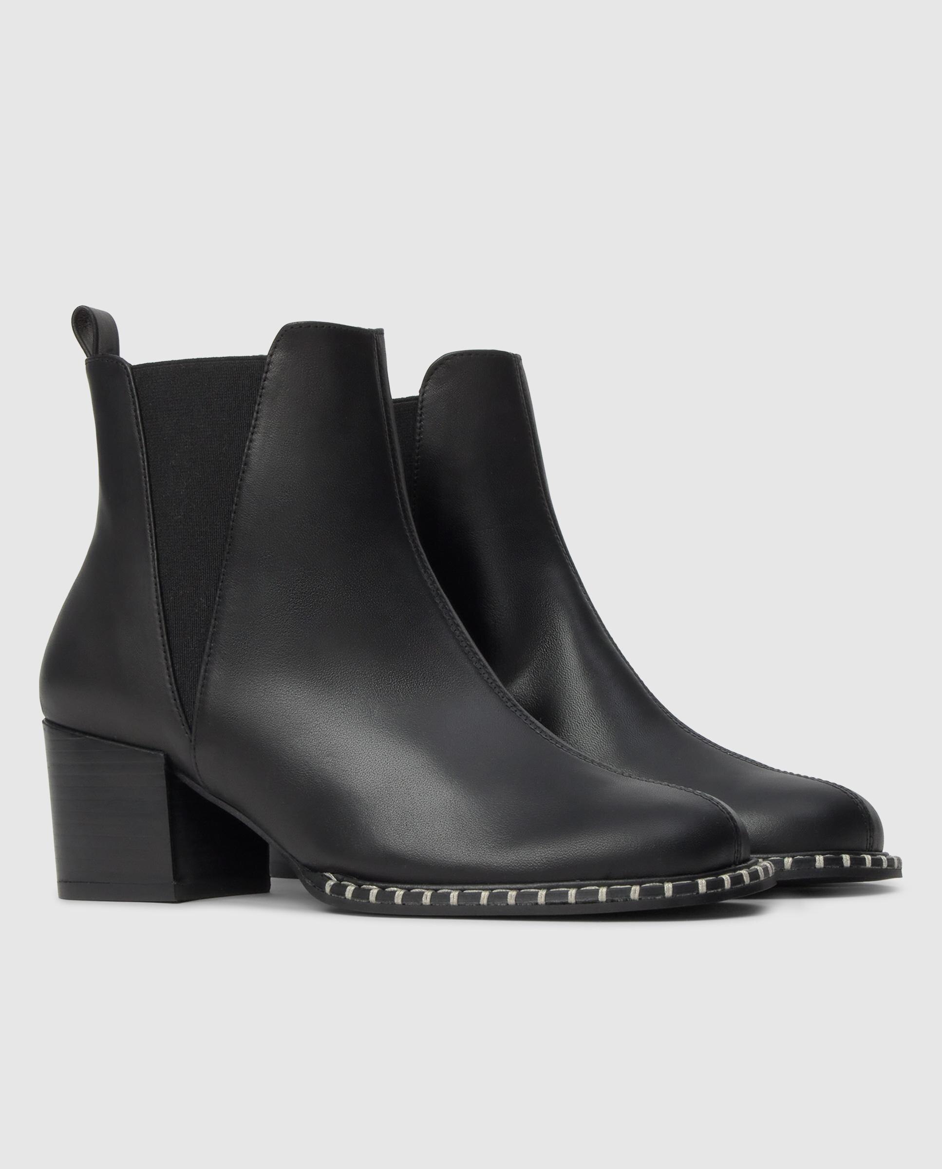 Botins em Napa com Fecho Elástico Preto-2