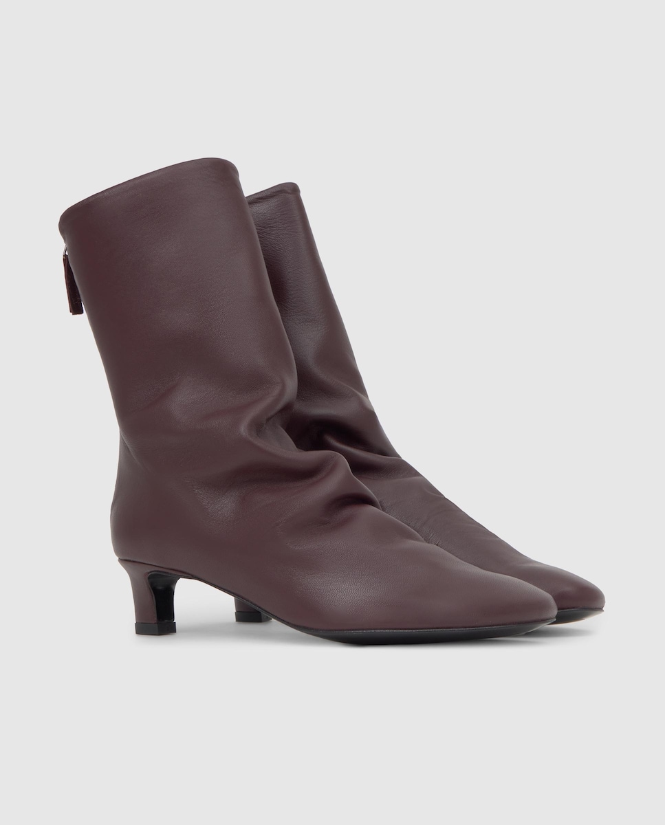 Botins de Salto em Napa com Fecho Zip Bordeaux-2