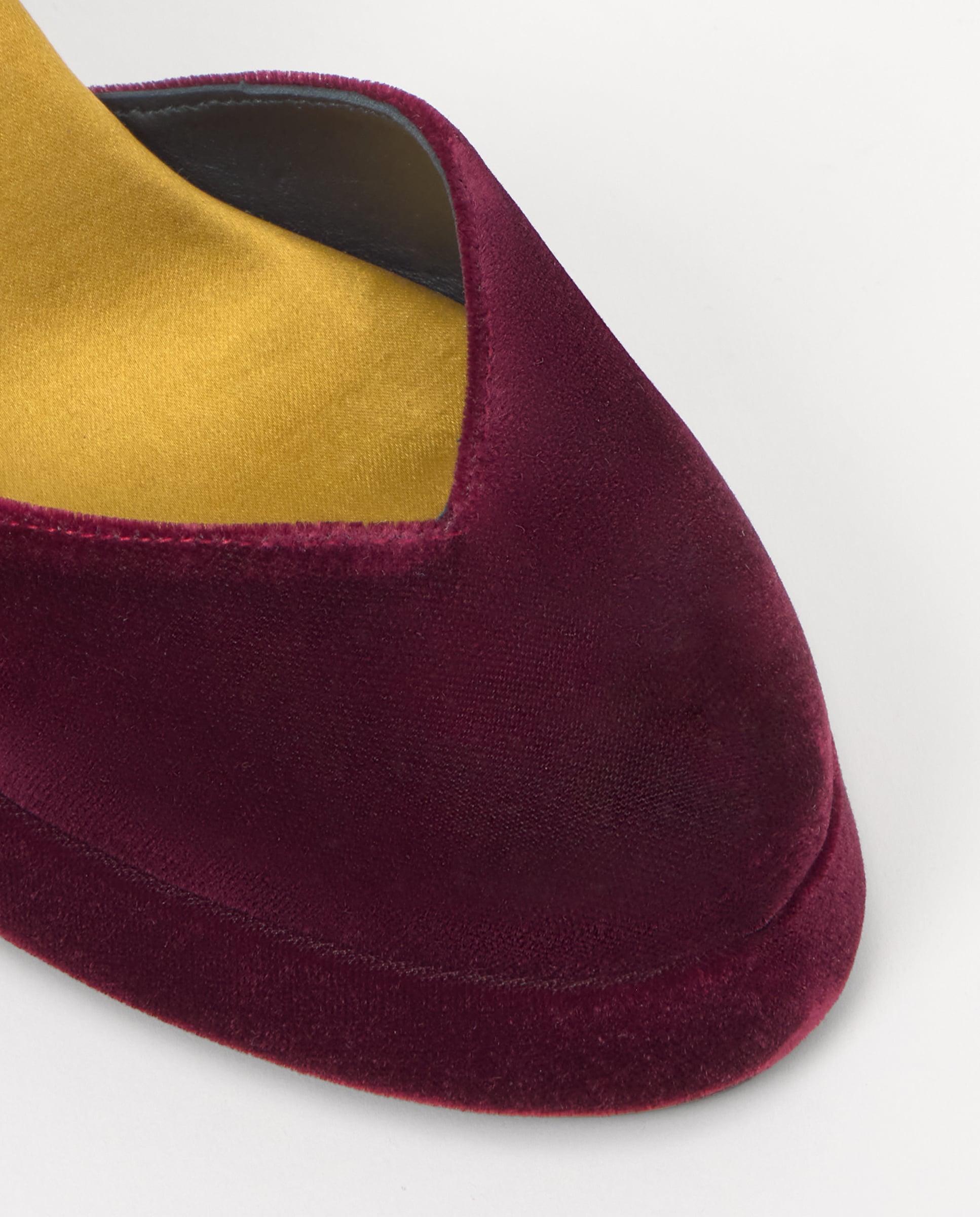 Sapatos de Salto em Veludo com Fecho de Fivela Bordeaux-4