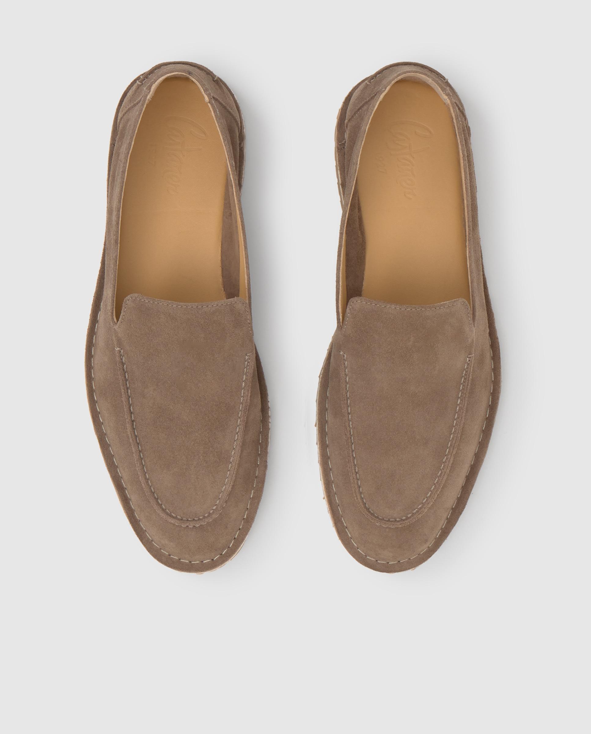Mocassins Tipo Driver Litos em Camurça com Sola de Tpu Castanho-claro-4