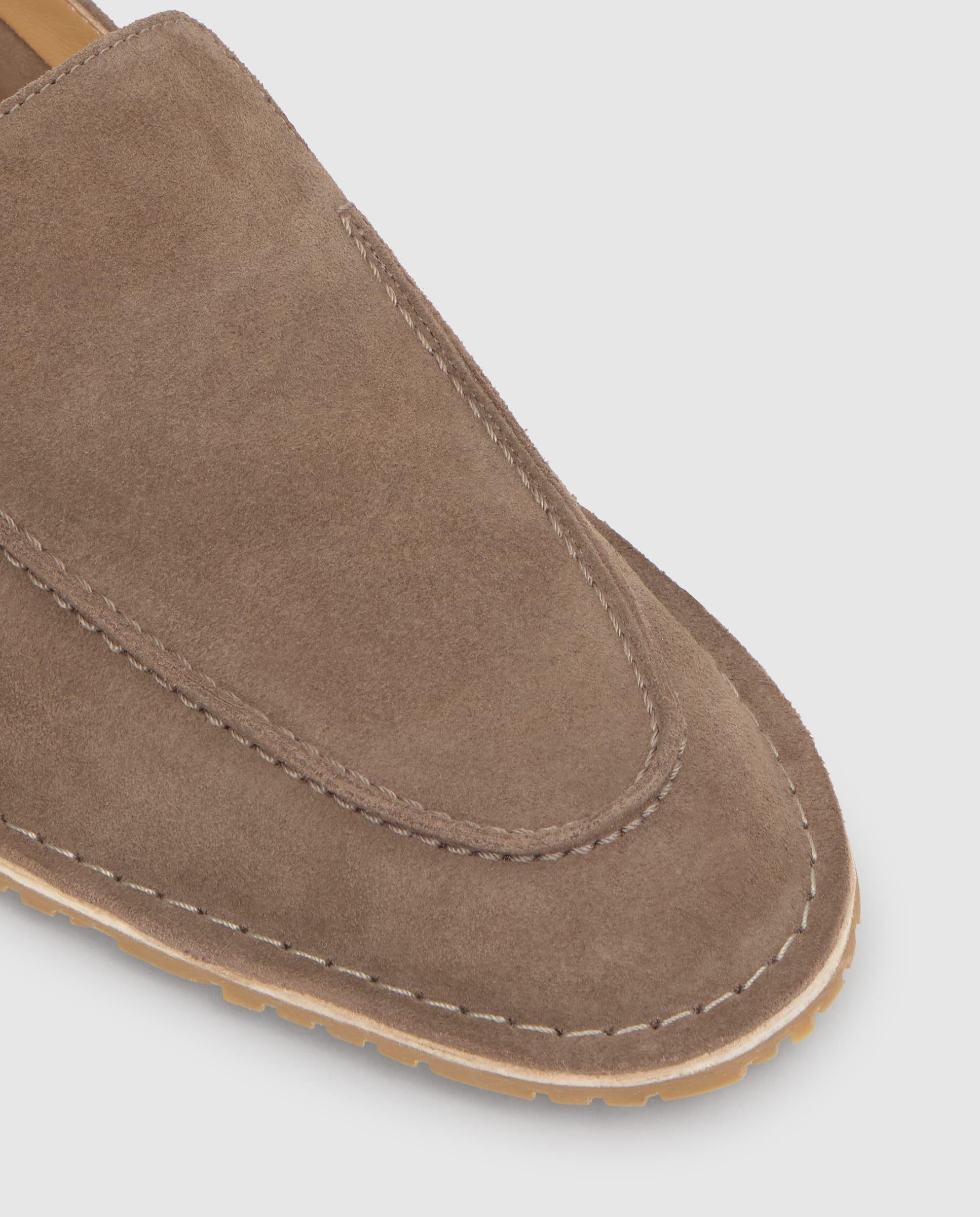 Mocassins Tipo Driver Litos em Camurça com Sola de Tpu Castanho-claro-5