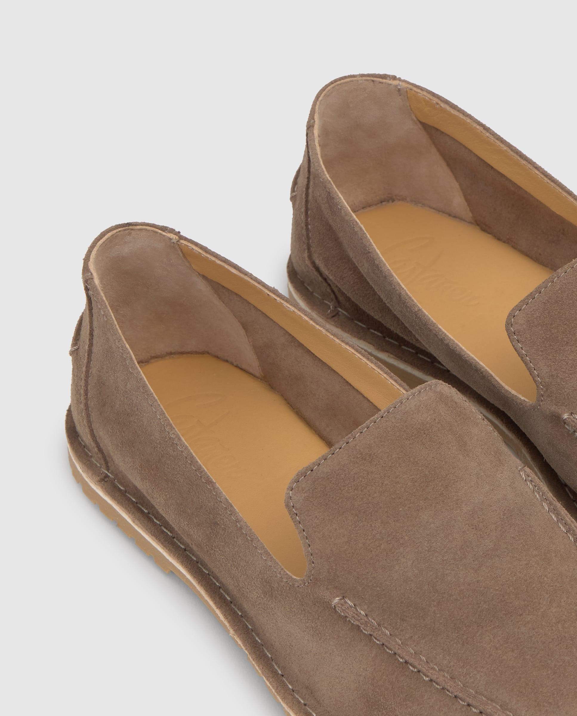 Mocassins Tipo Driver Litos em Camurça com Sola de Tpu Castanho-claro-6