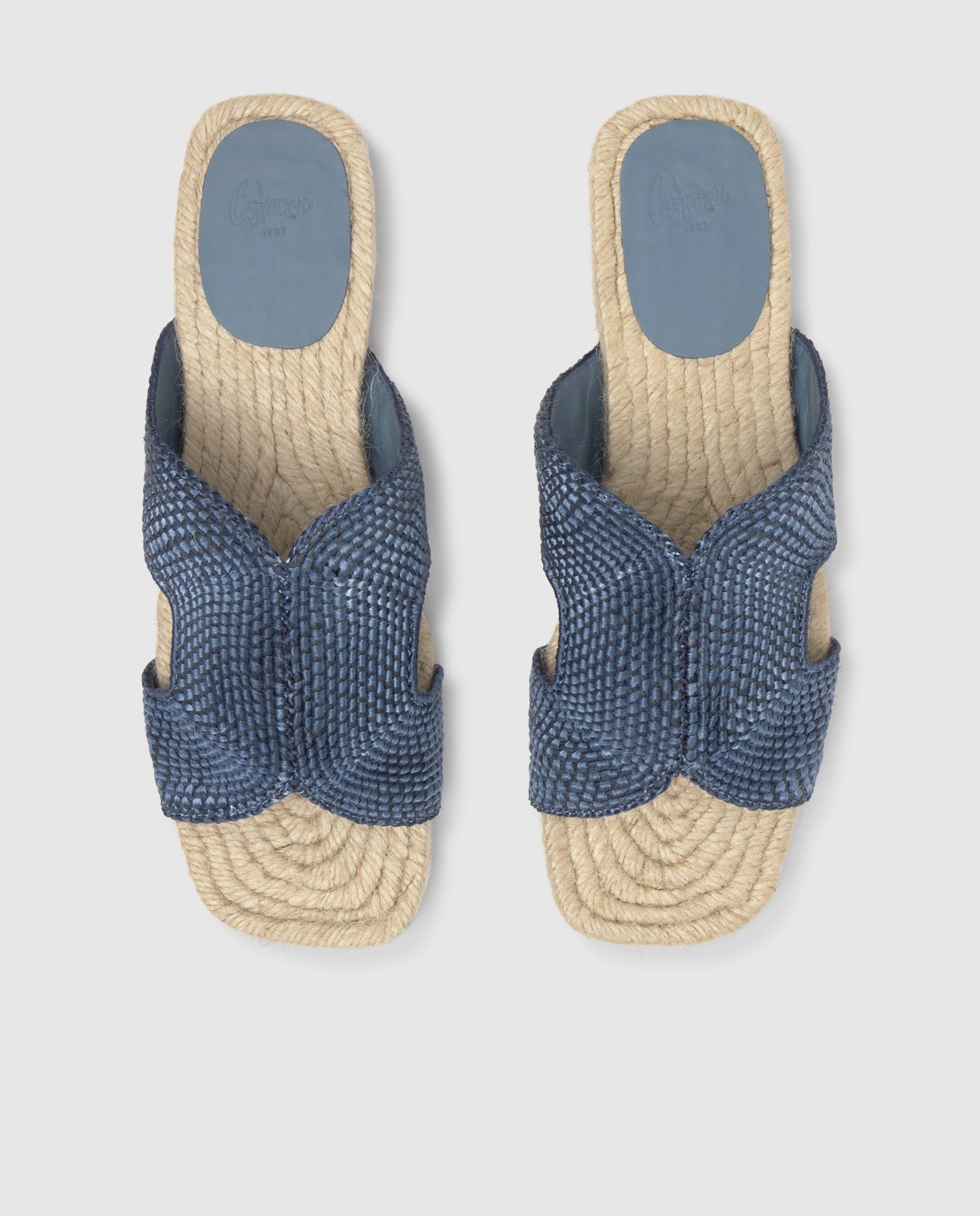 Sandálias de Pala Pura Entrançadas com Sola de Juta Cosida À Mão Azul denim-4