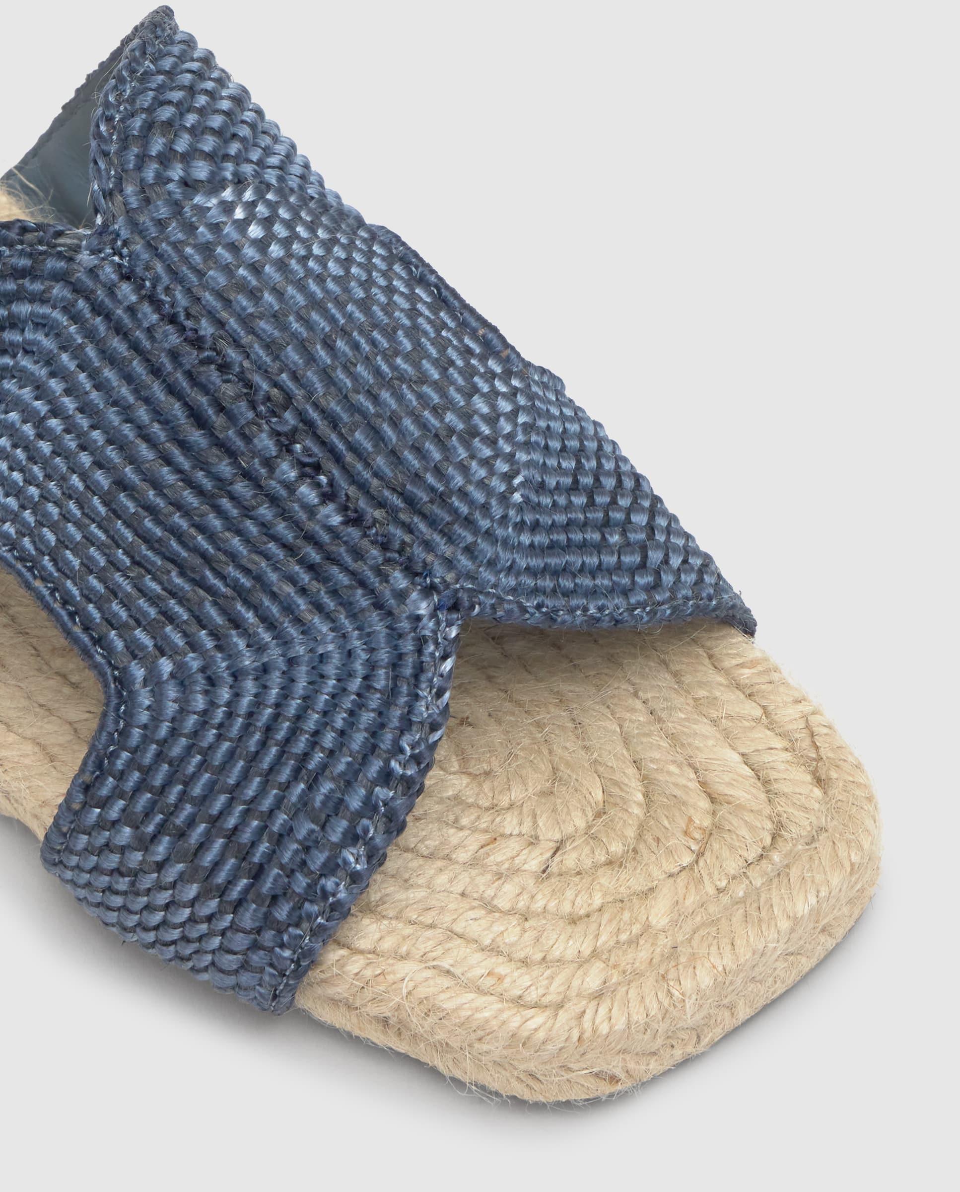 Sandálias de Pala Pura Entrançadas com Sola de Juta Cosida À Mão Azul denim-5