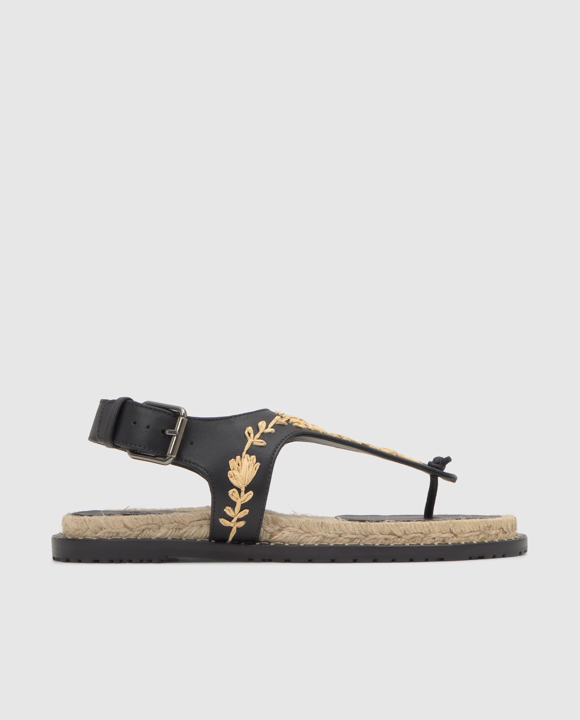 Imagem 0 de Sandálias de Dedo Pedra com Bordados e Fecho de Fivela Ajustável