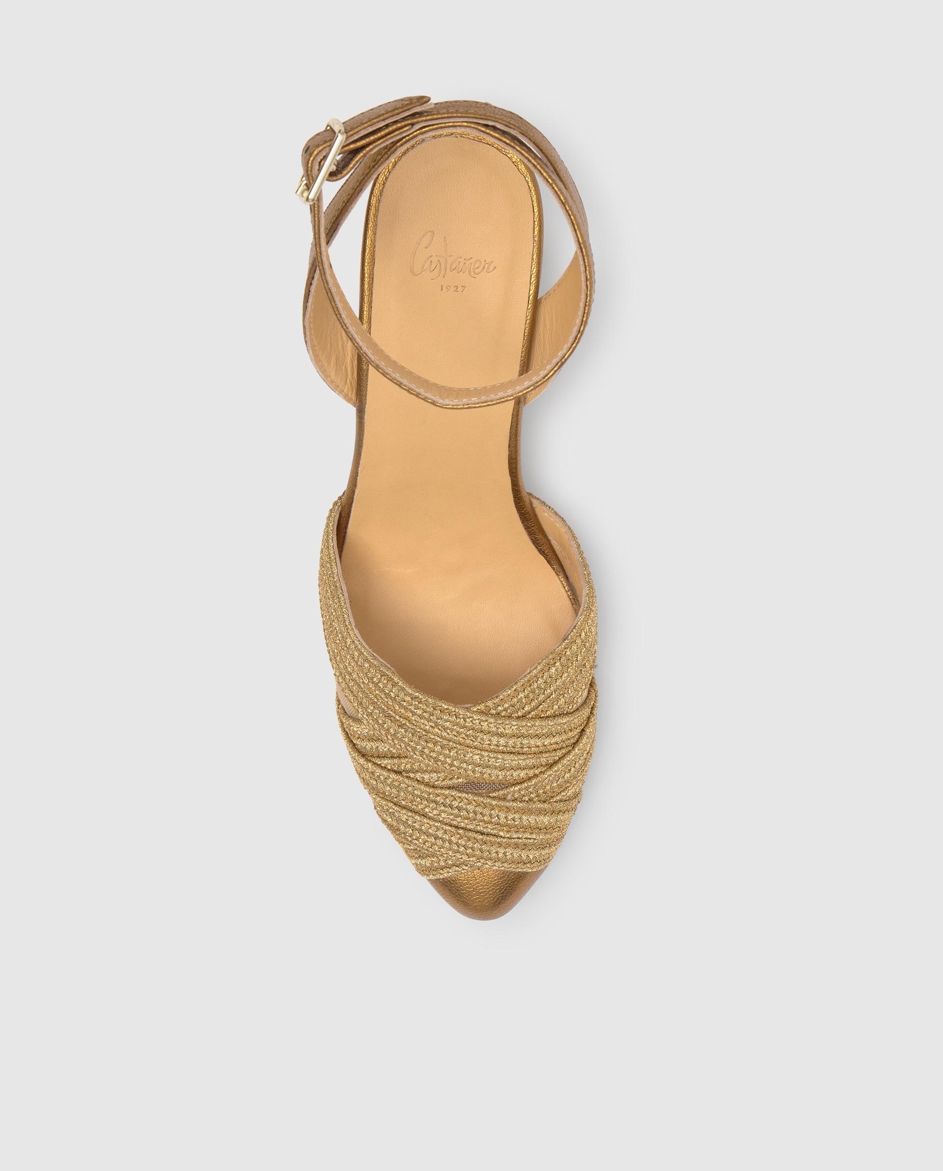 Sapatos de Salto Joy com Cunha e Fecho de Fivela Ouro-6
