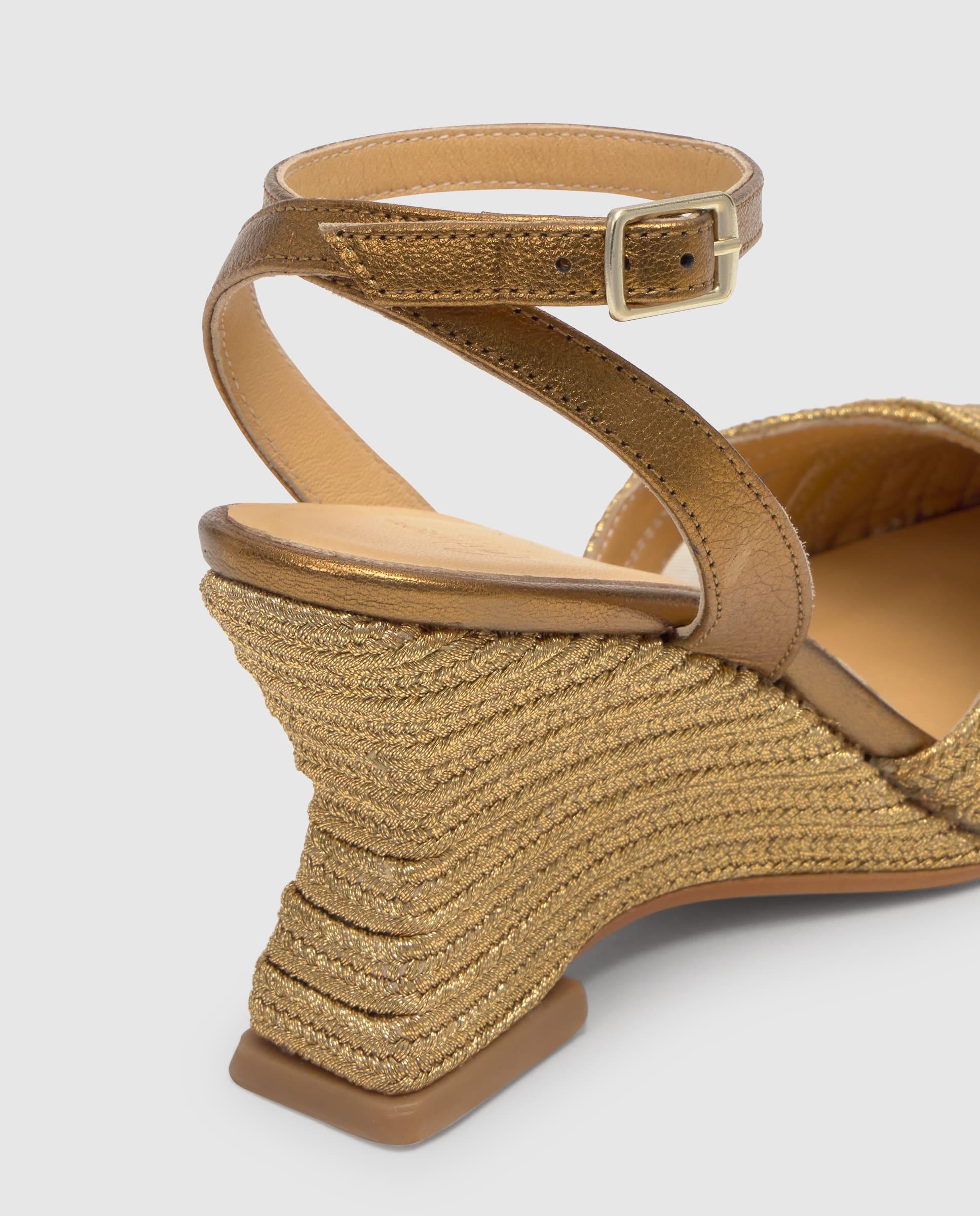 Sapatos de Salto Joy com Cunha e Fecho de Fivela Ouro-7